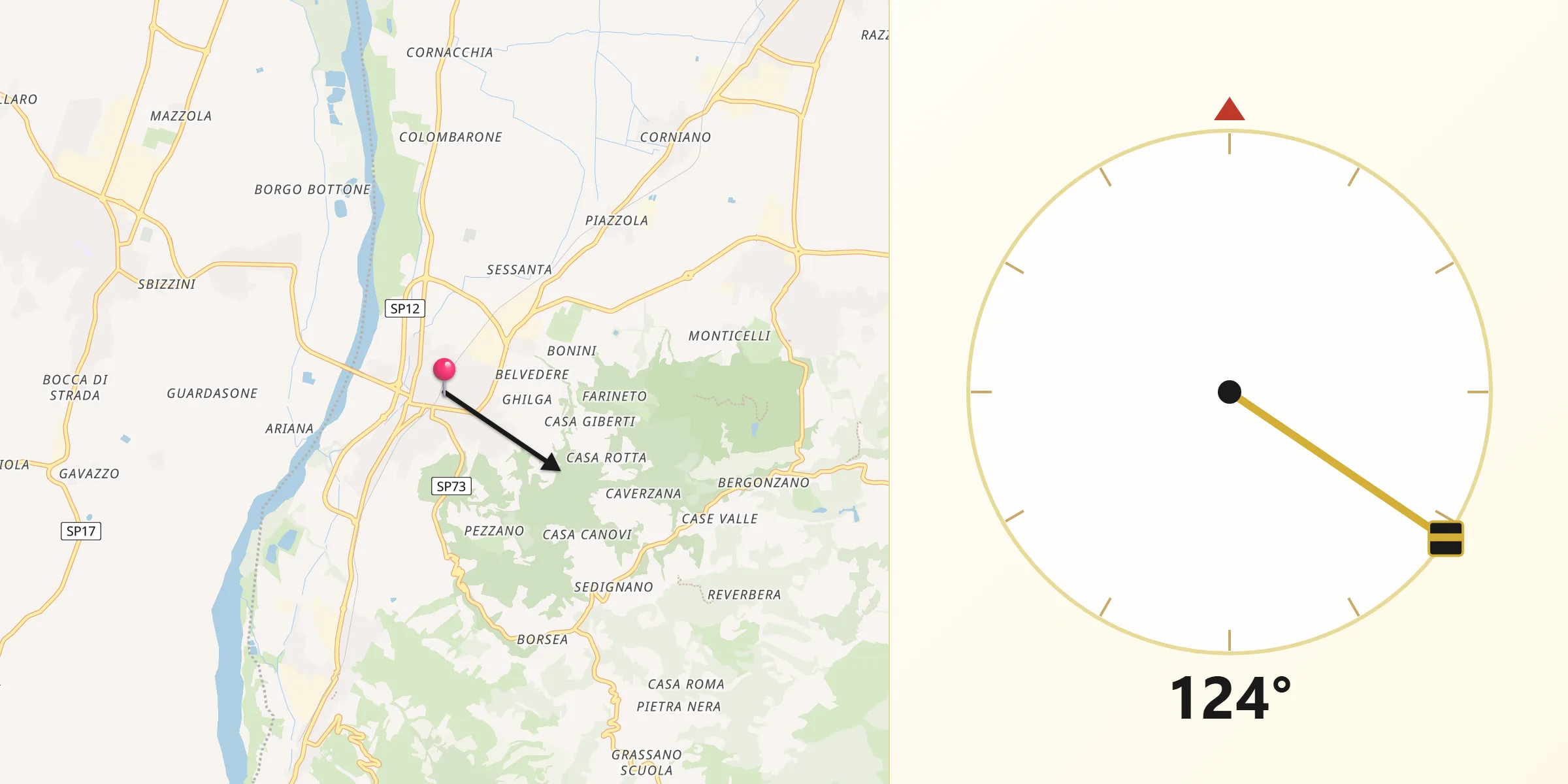 Direzione della Qibla da San Polo d'Enza