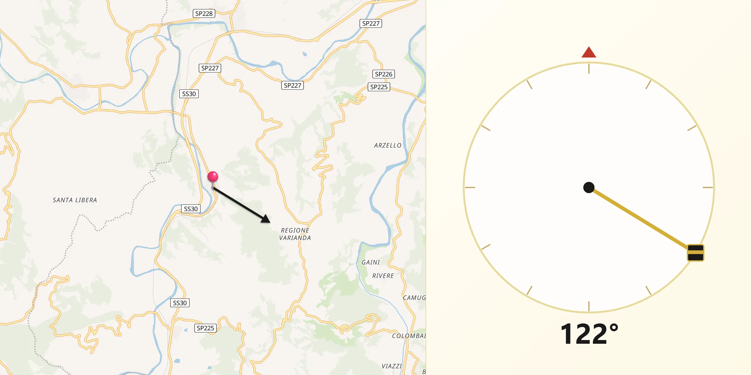 Direzione della Qibla da Ponti