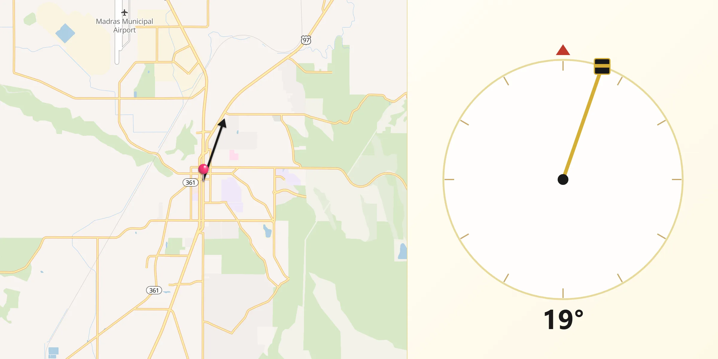Qibla Direction from Madras
