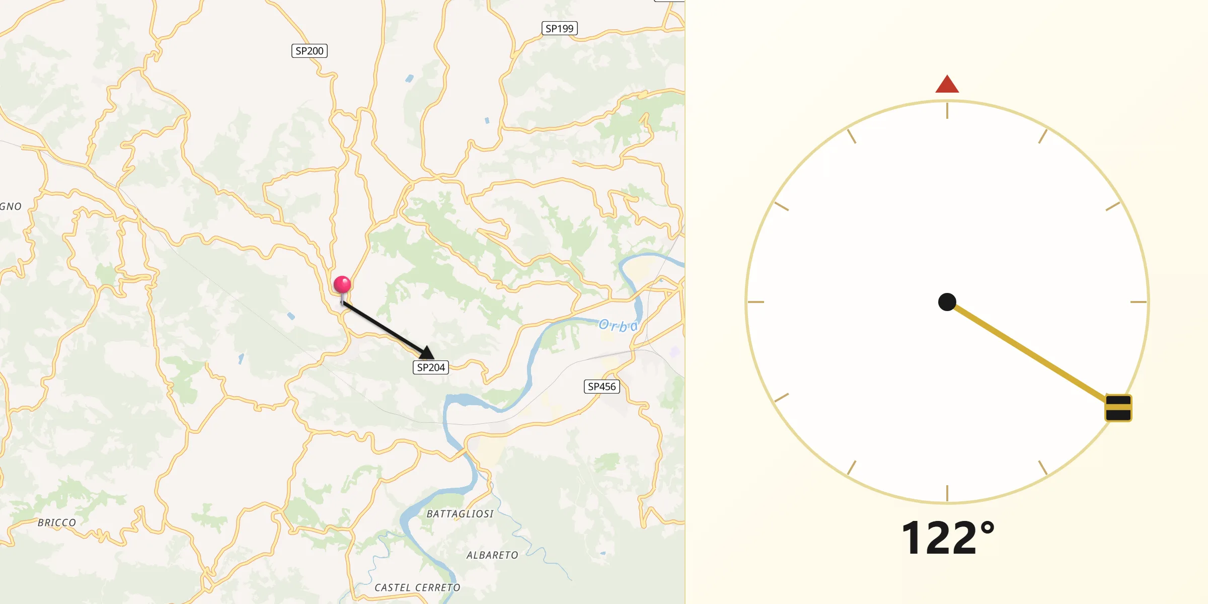 Direzione della Qibla da Cremolino