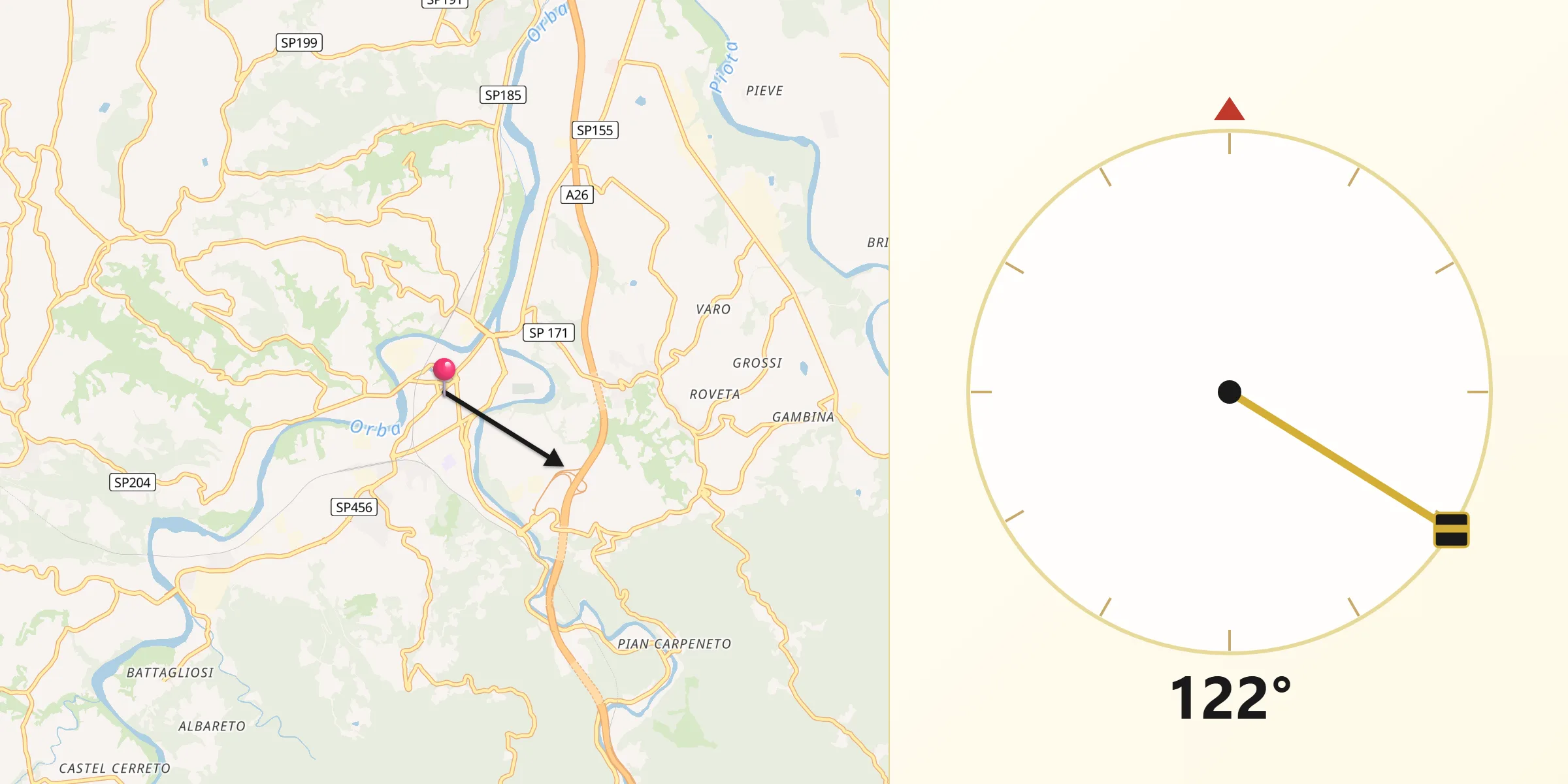 Direzione della Qibla da Ovada