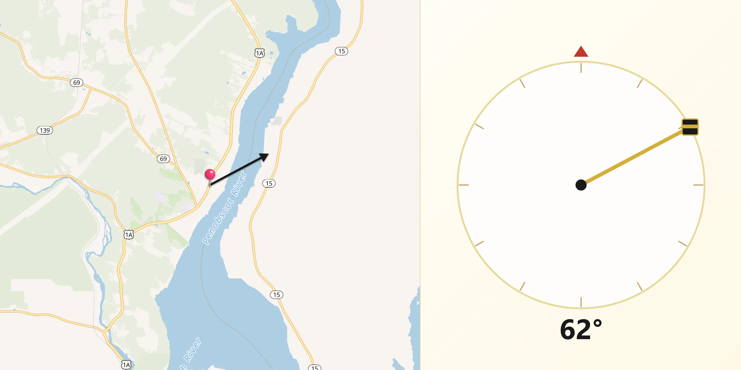Qibla Direction from Winterport