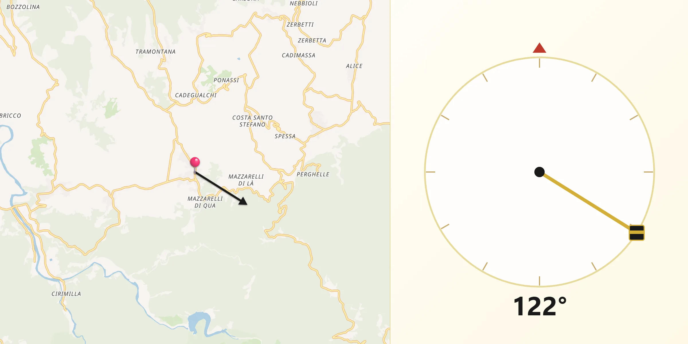 Direzione della Qibla da Mornese