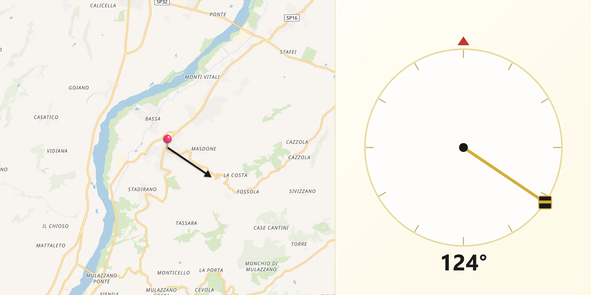 Direzione della Qibla da Lesignano de'Bagni