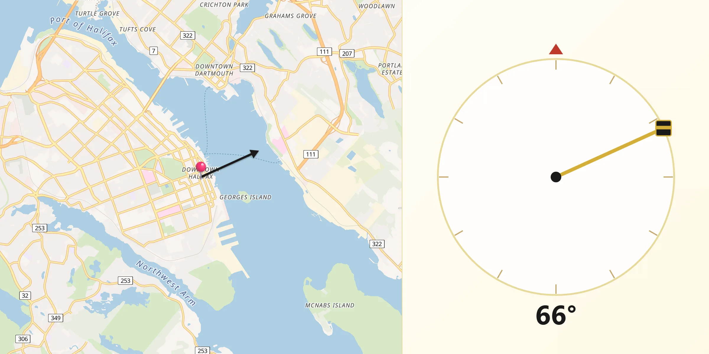 Kierunek Qibla z Halifax