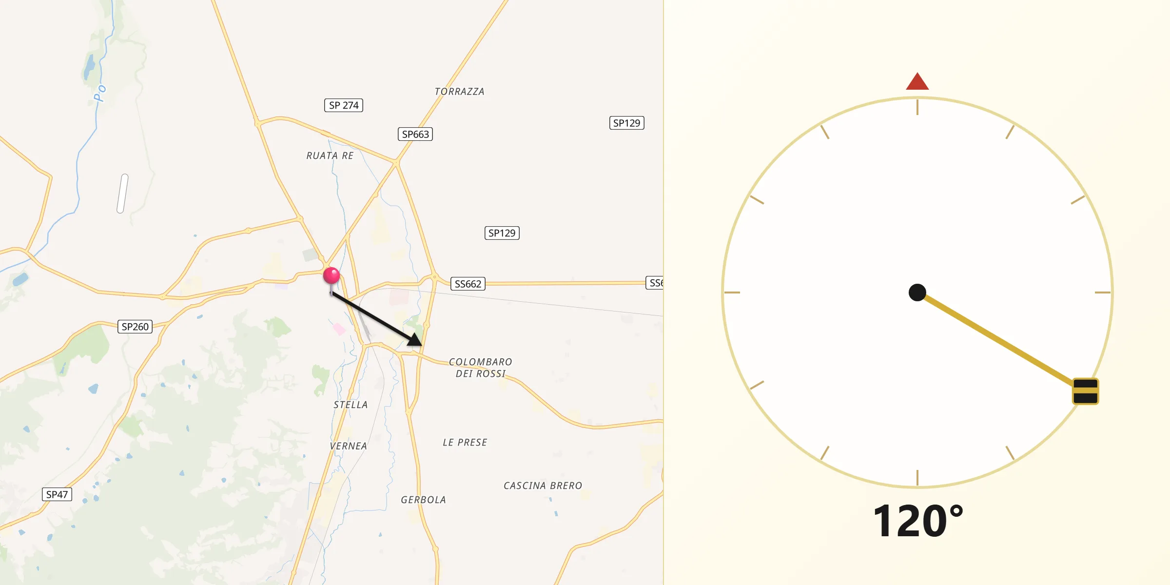 Direzione della Qibla da Saluzzo