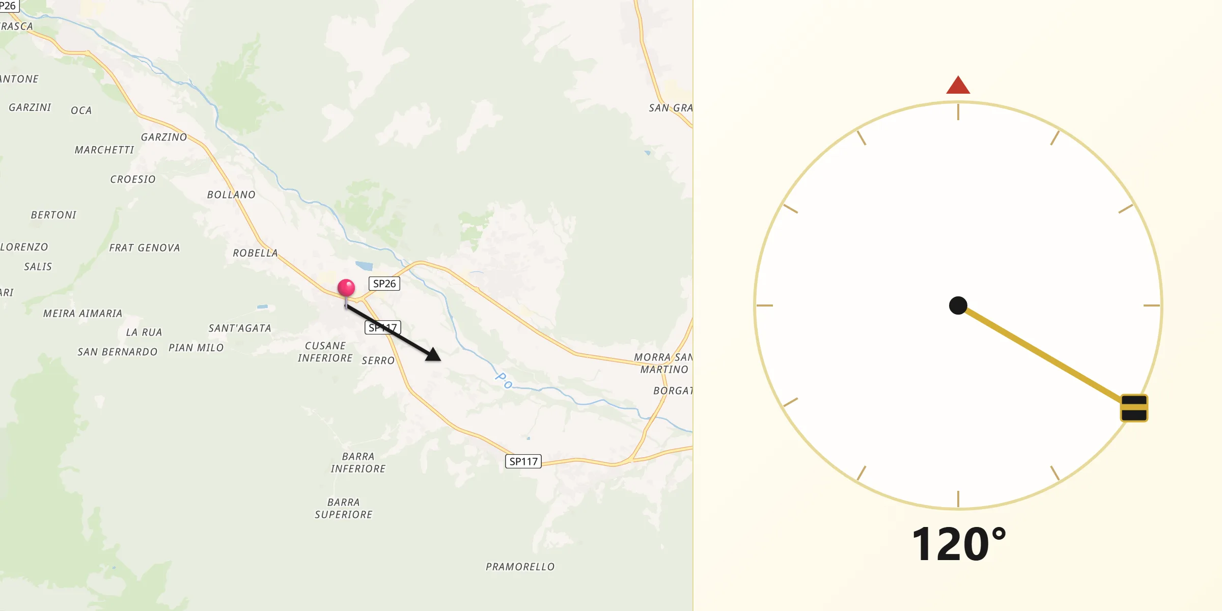 Direzione della Qibla da Sanfront