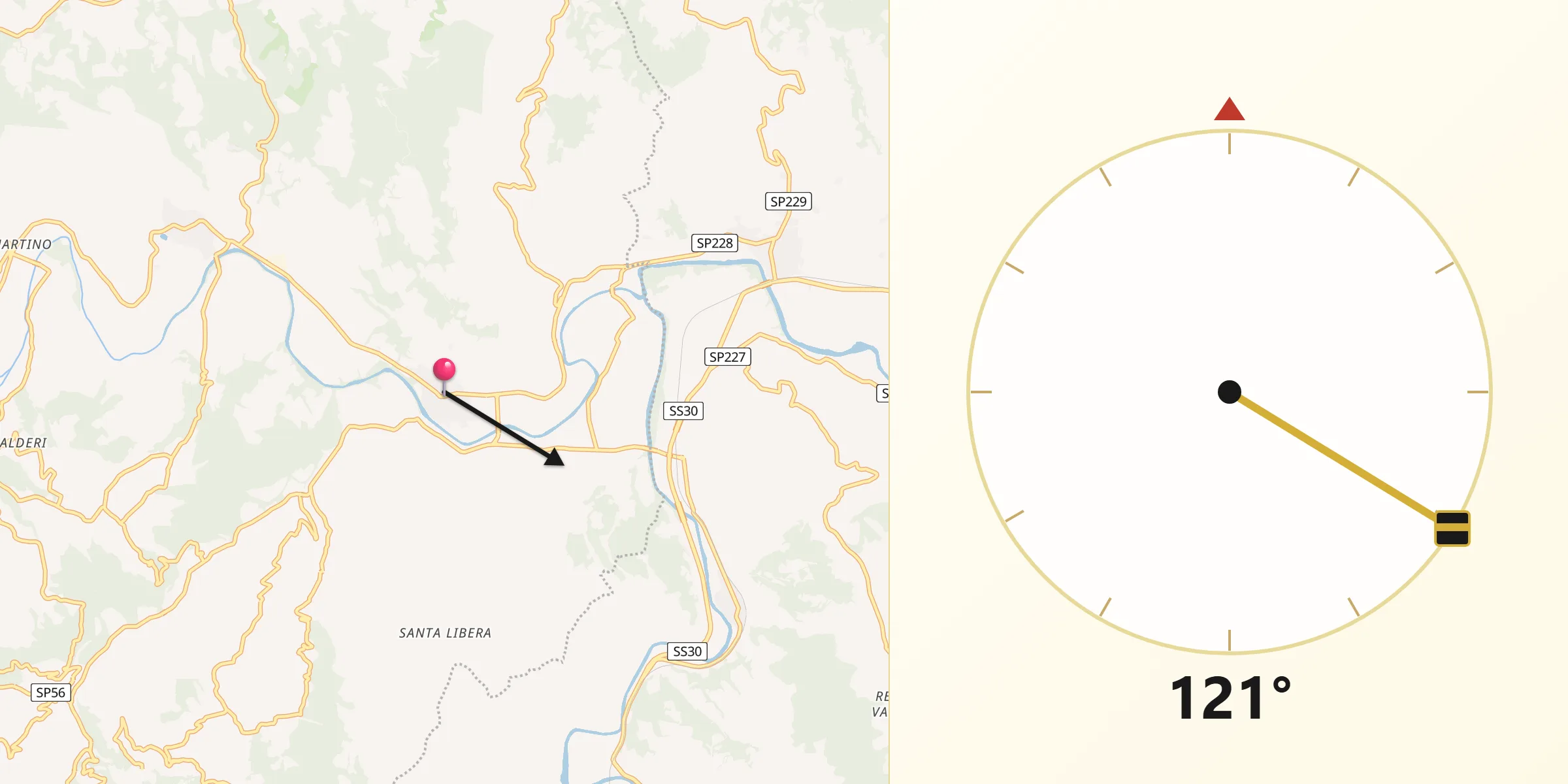 Direzione della Qibla da Monastero Bormida