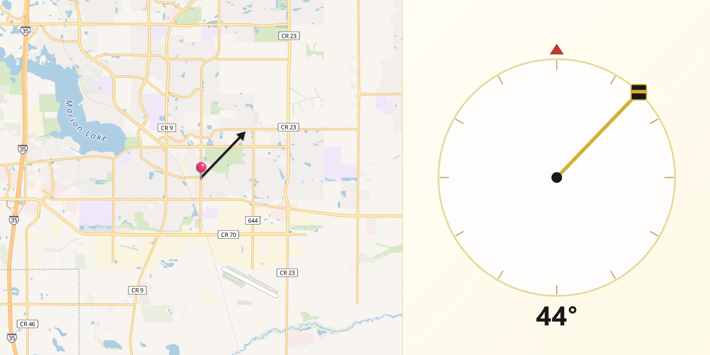 Qibla Direction from Lakeville