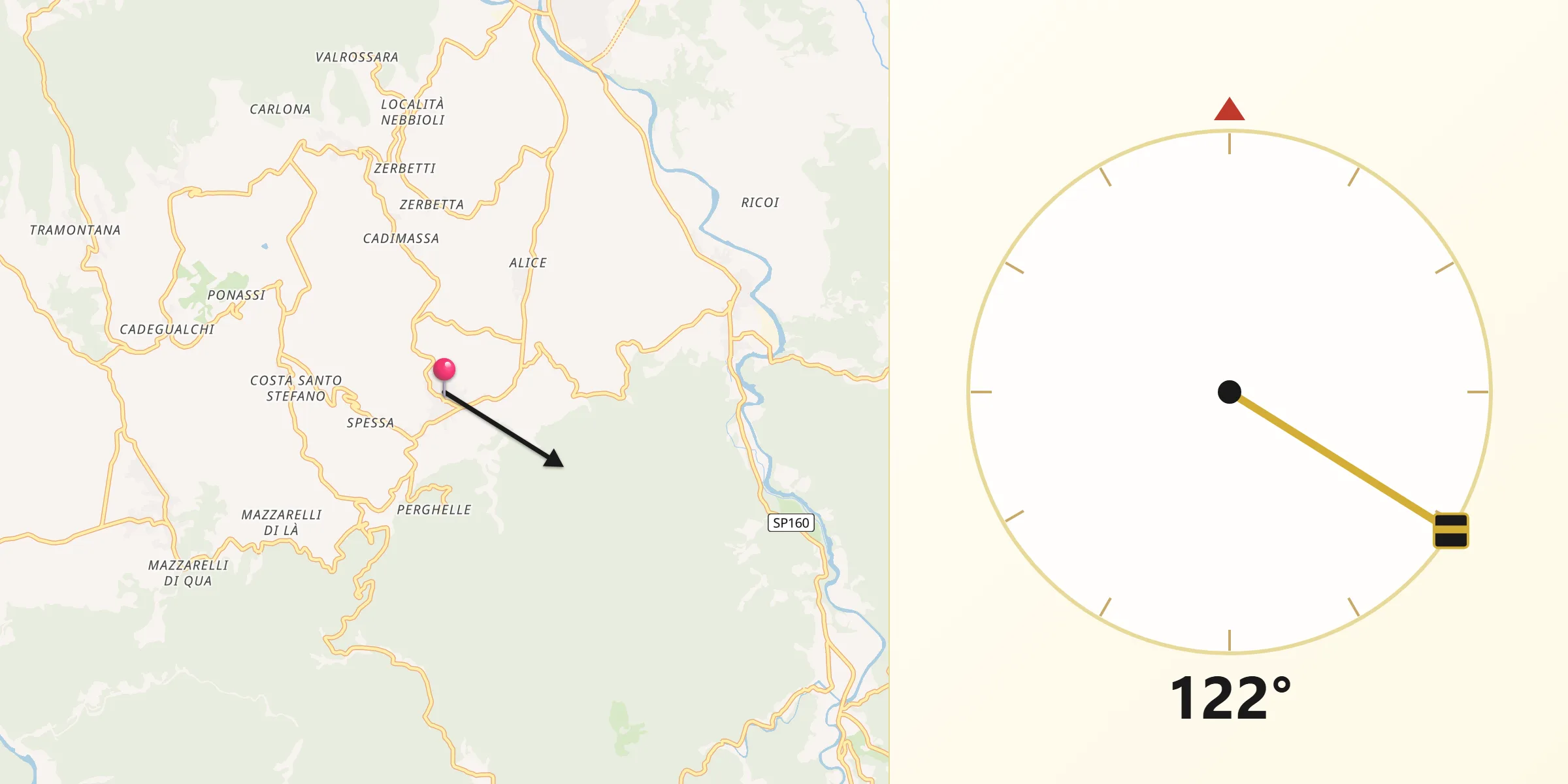 Direzione della Qibla da Bosio