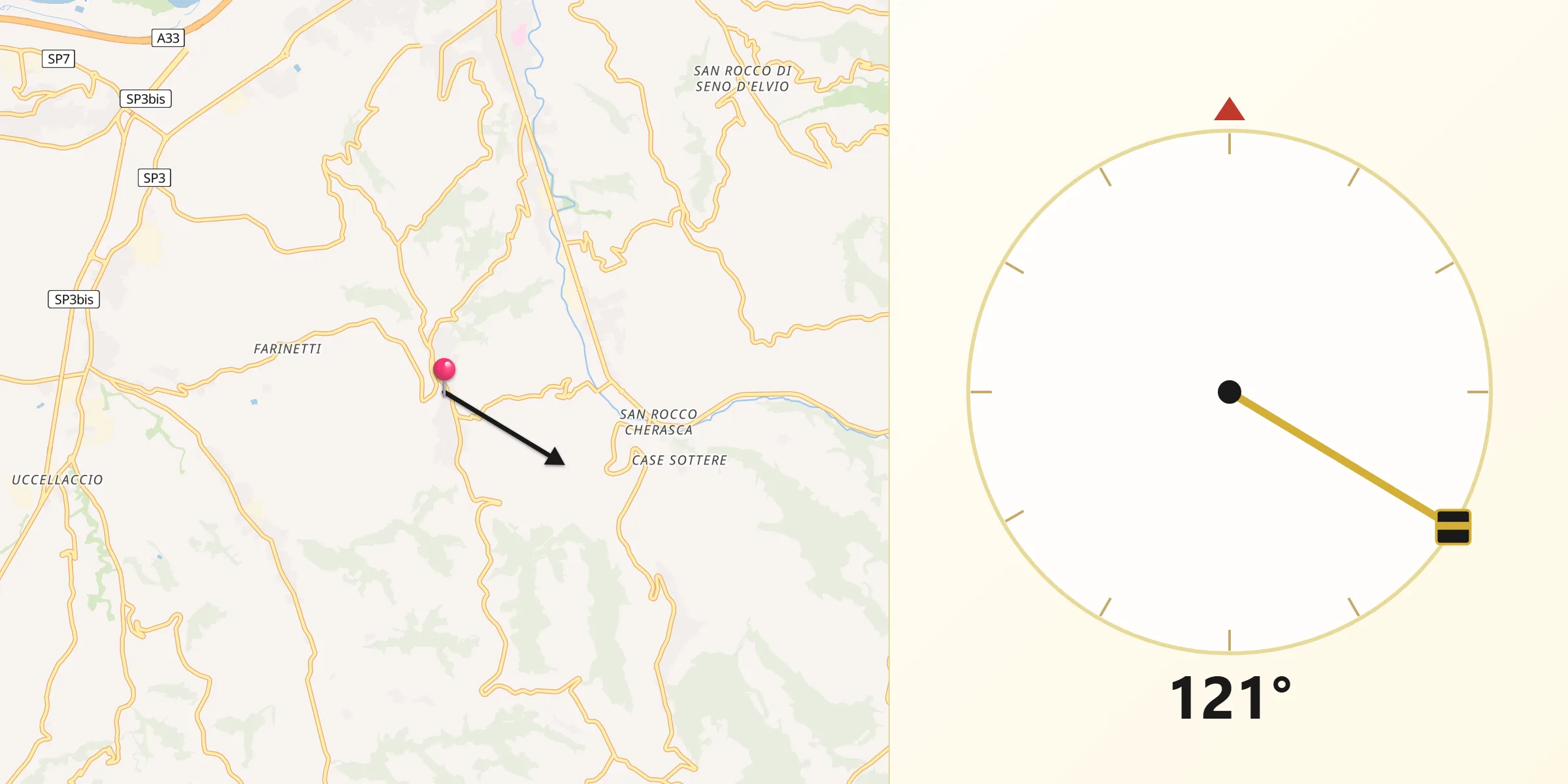 Direzione della Qibla da Diano d'Alba
