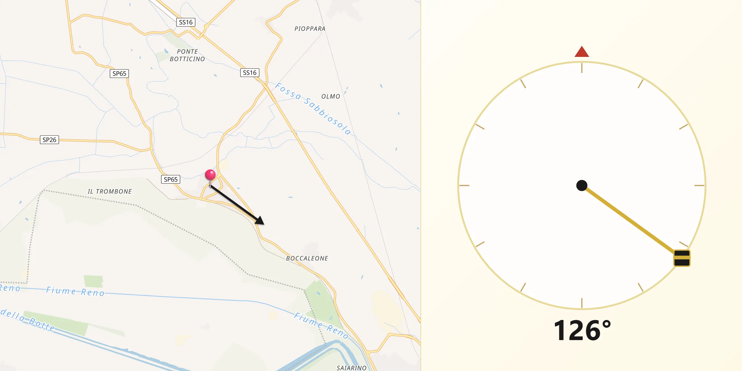 Direzione della Qibla da Consandolo