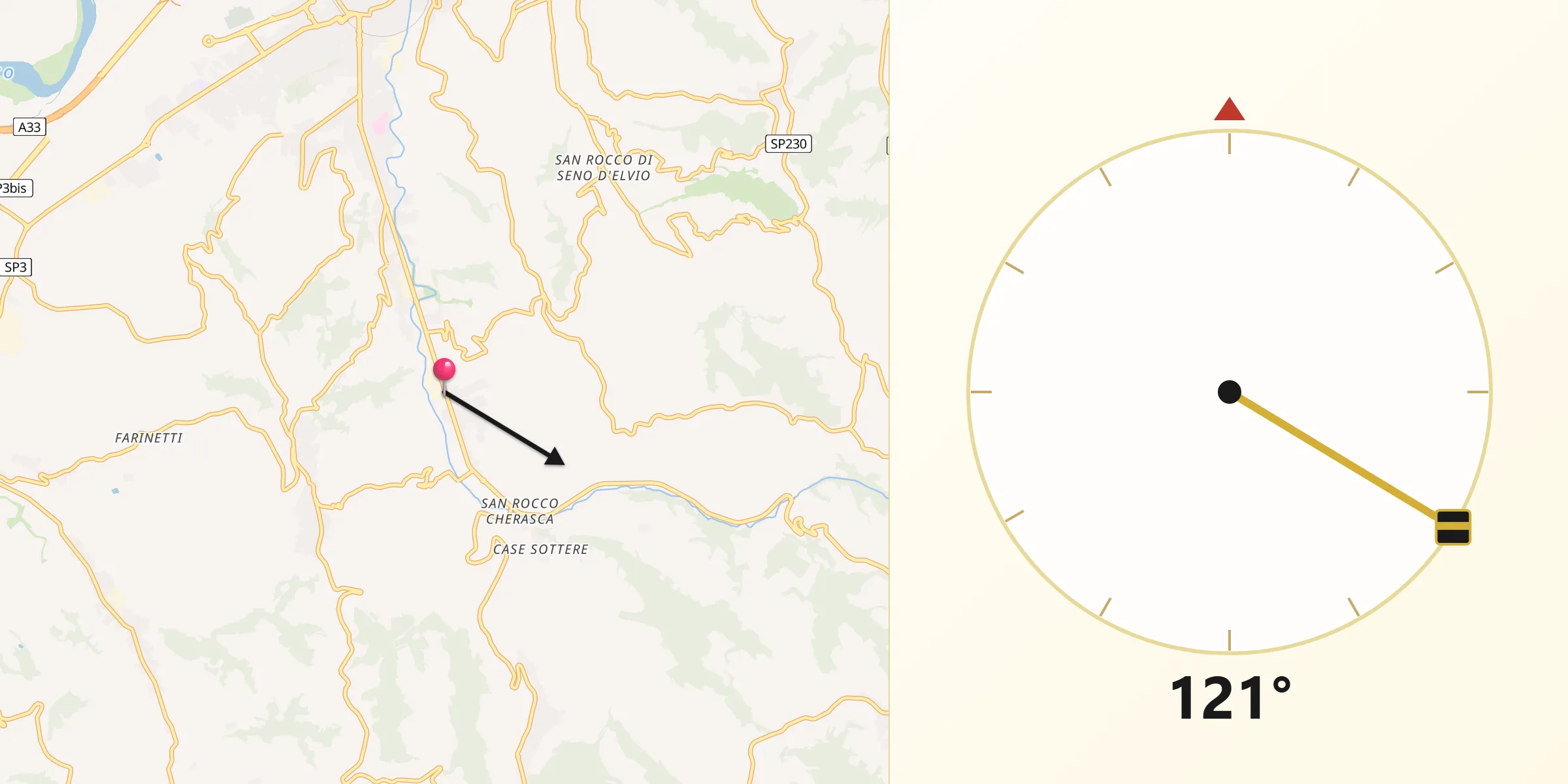 Direzione della Qibla da Ricca