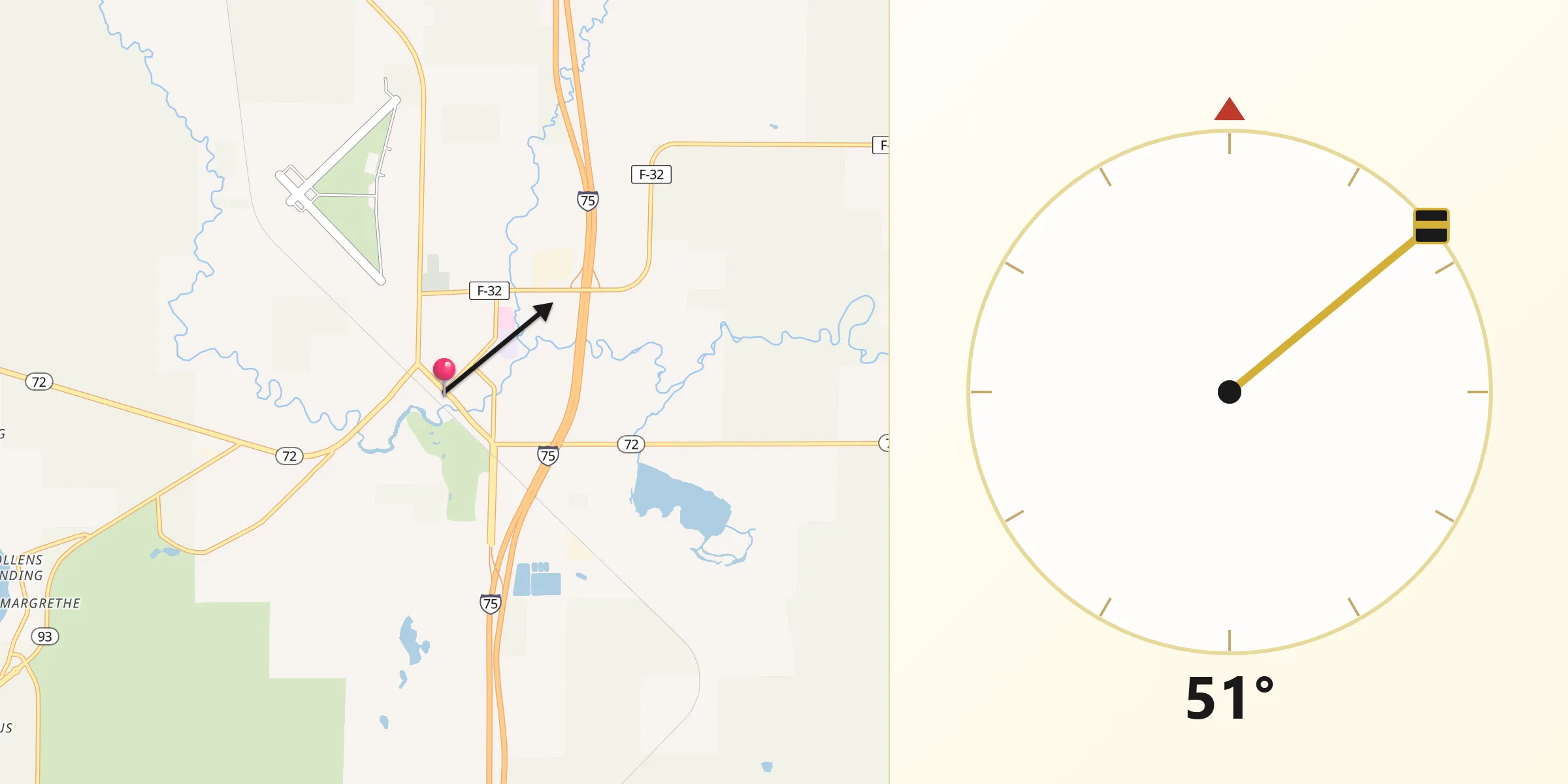 Qibla Direction from Grayling