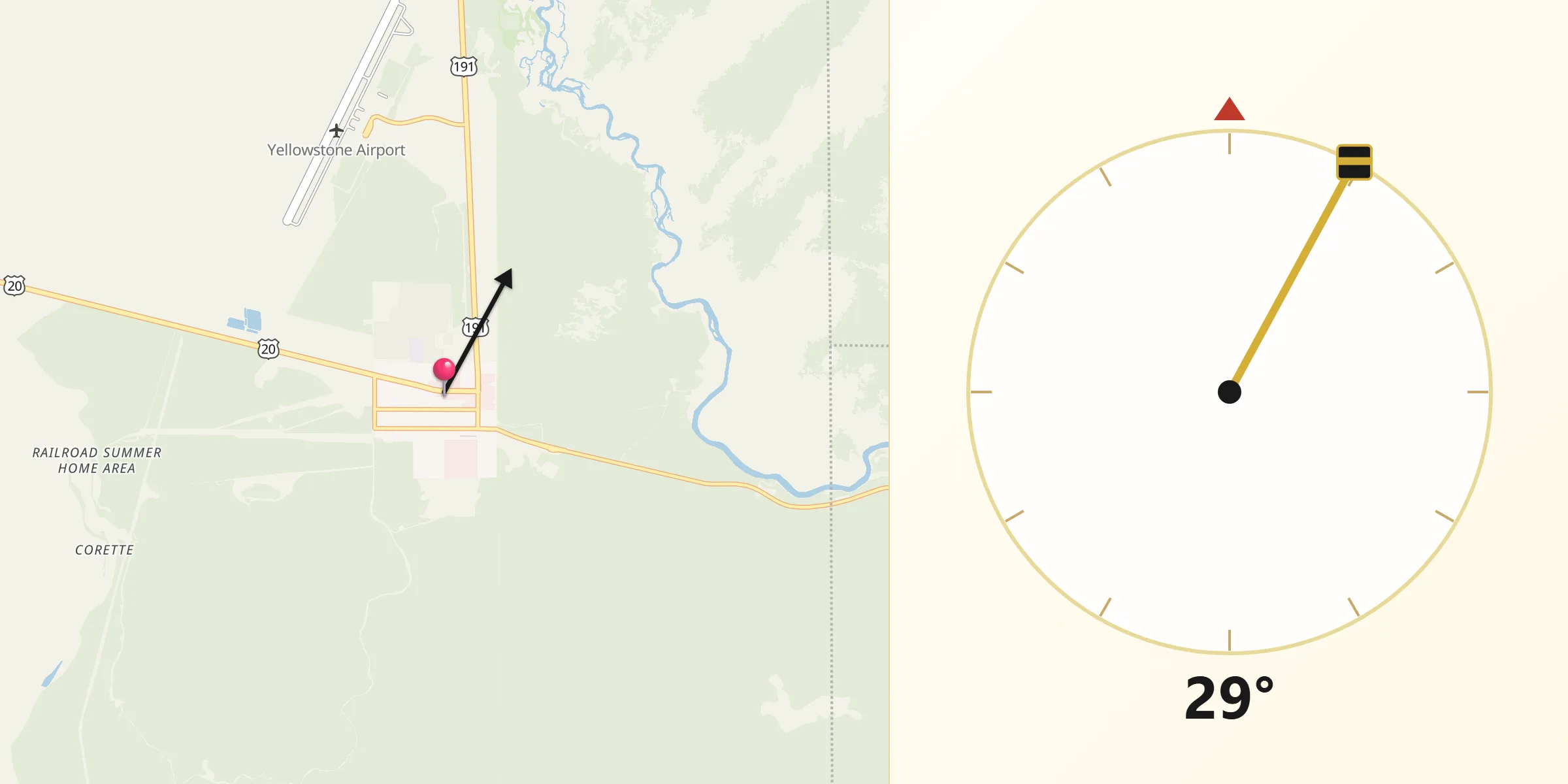 Qibla Direction from West Yellowstone