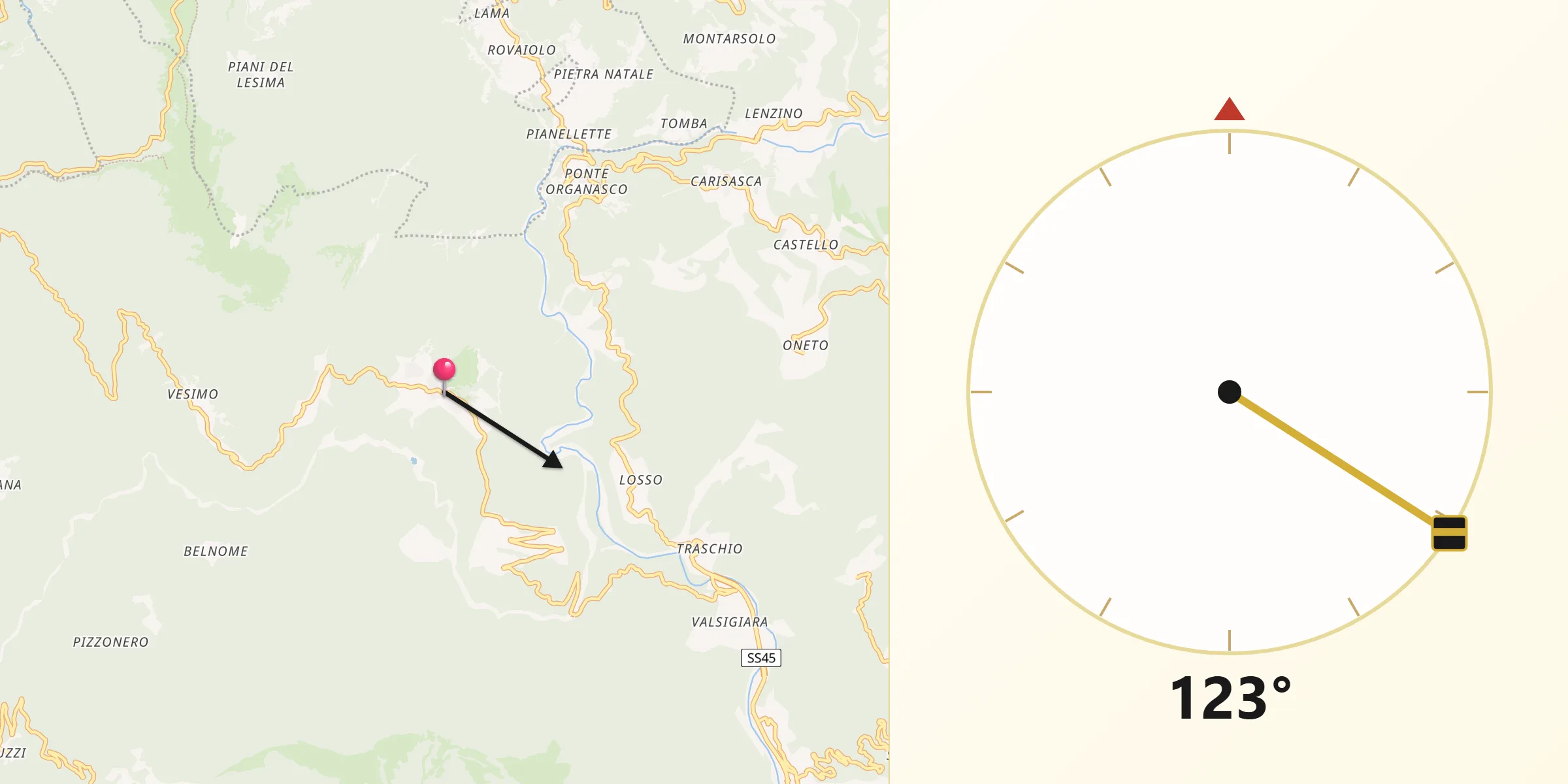 Direzione della Qibla da Zerba