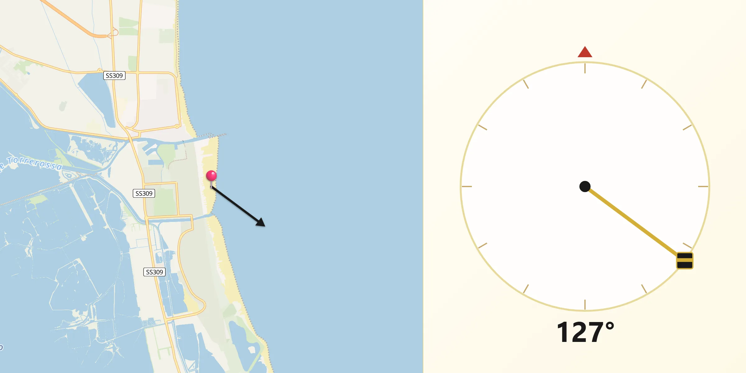 Direzione della Qibla da Lido degli Estensi