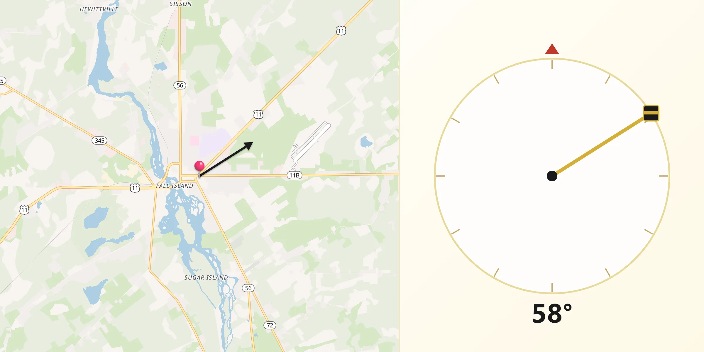 Qibla Direction from Potsdam
