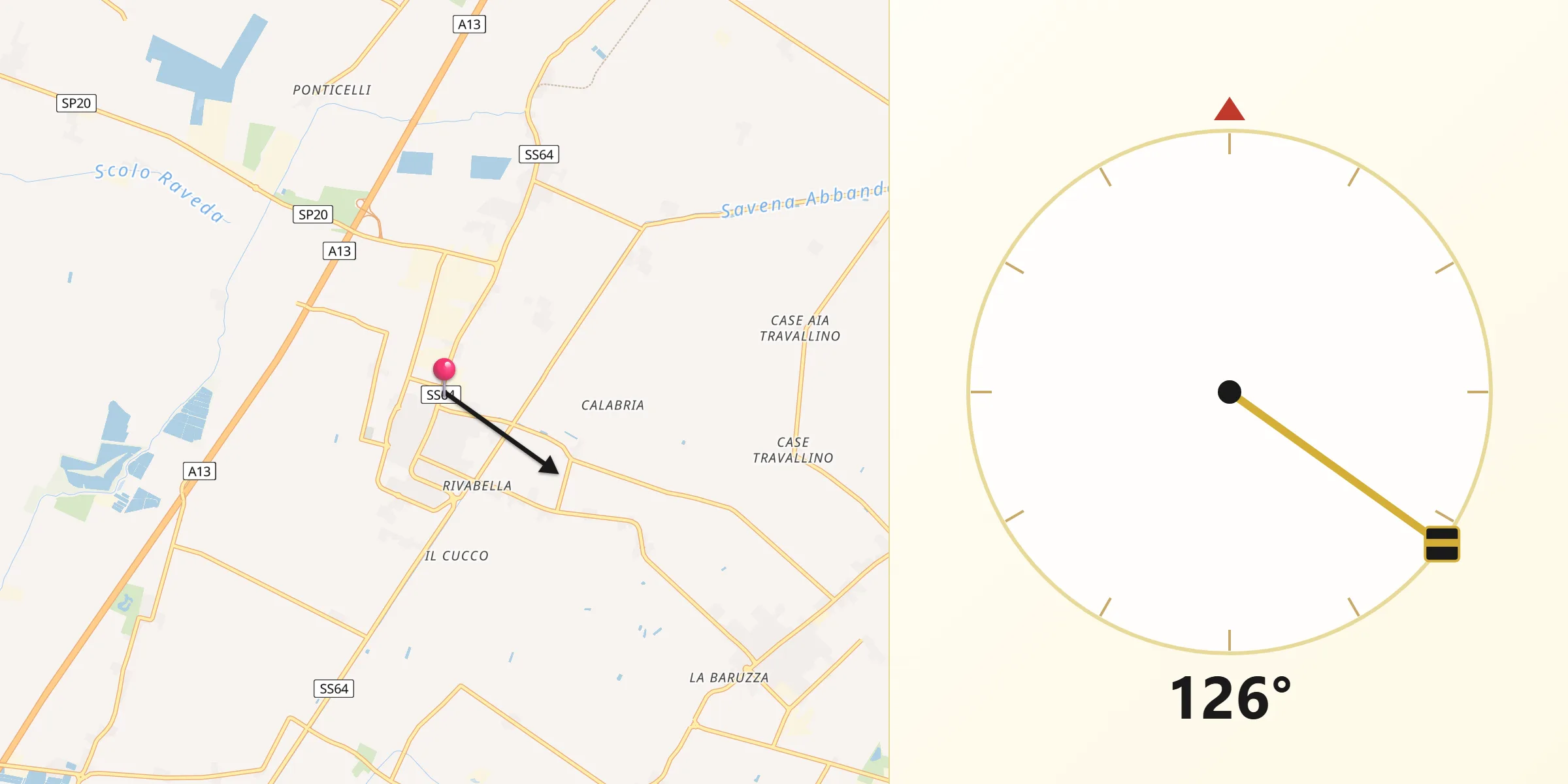 Direzione della Qibla da Altedo