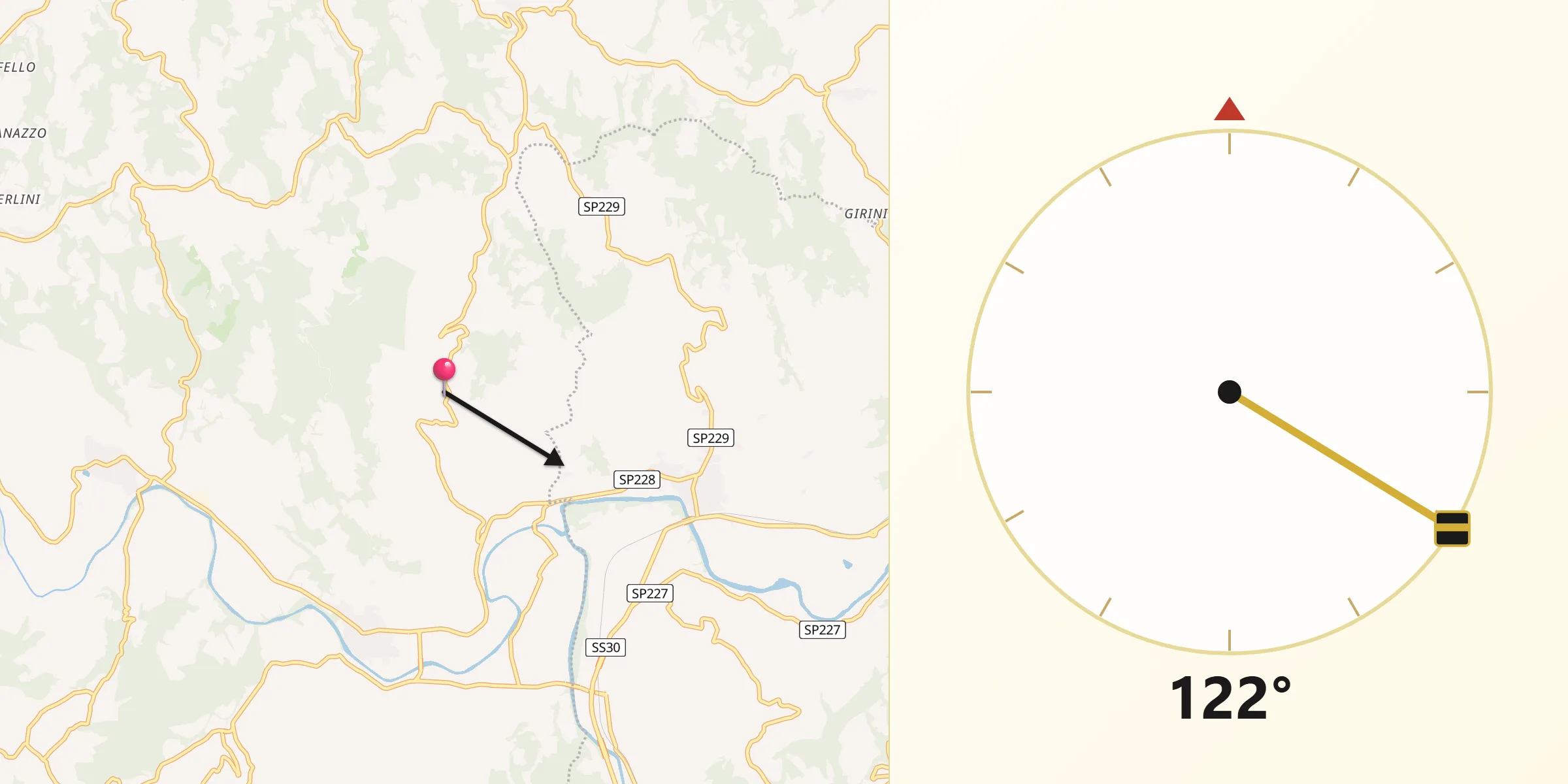 Direzione della Qibla da Sessame