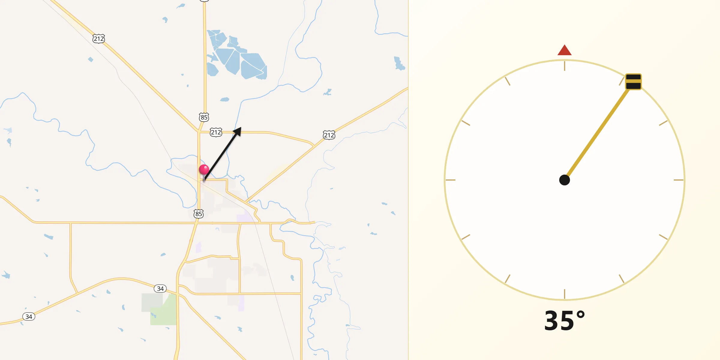 Qibla Direction from Belle Fourche