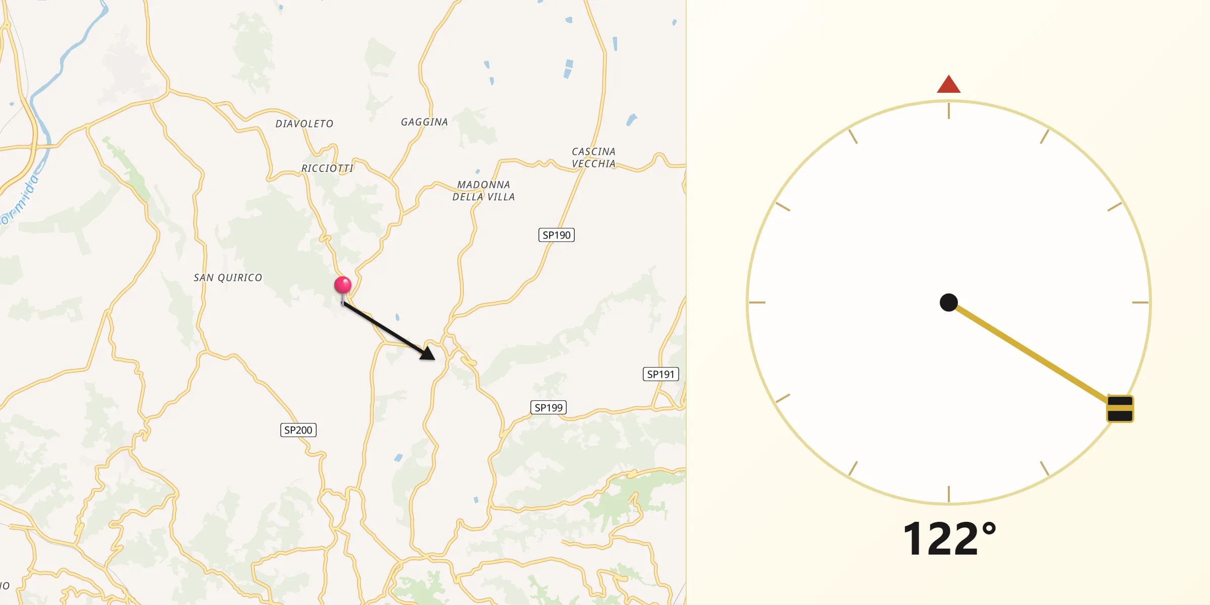 Direzione della Qibla da Montaldo Bormida
