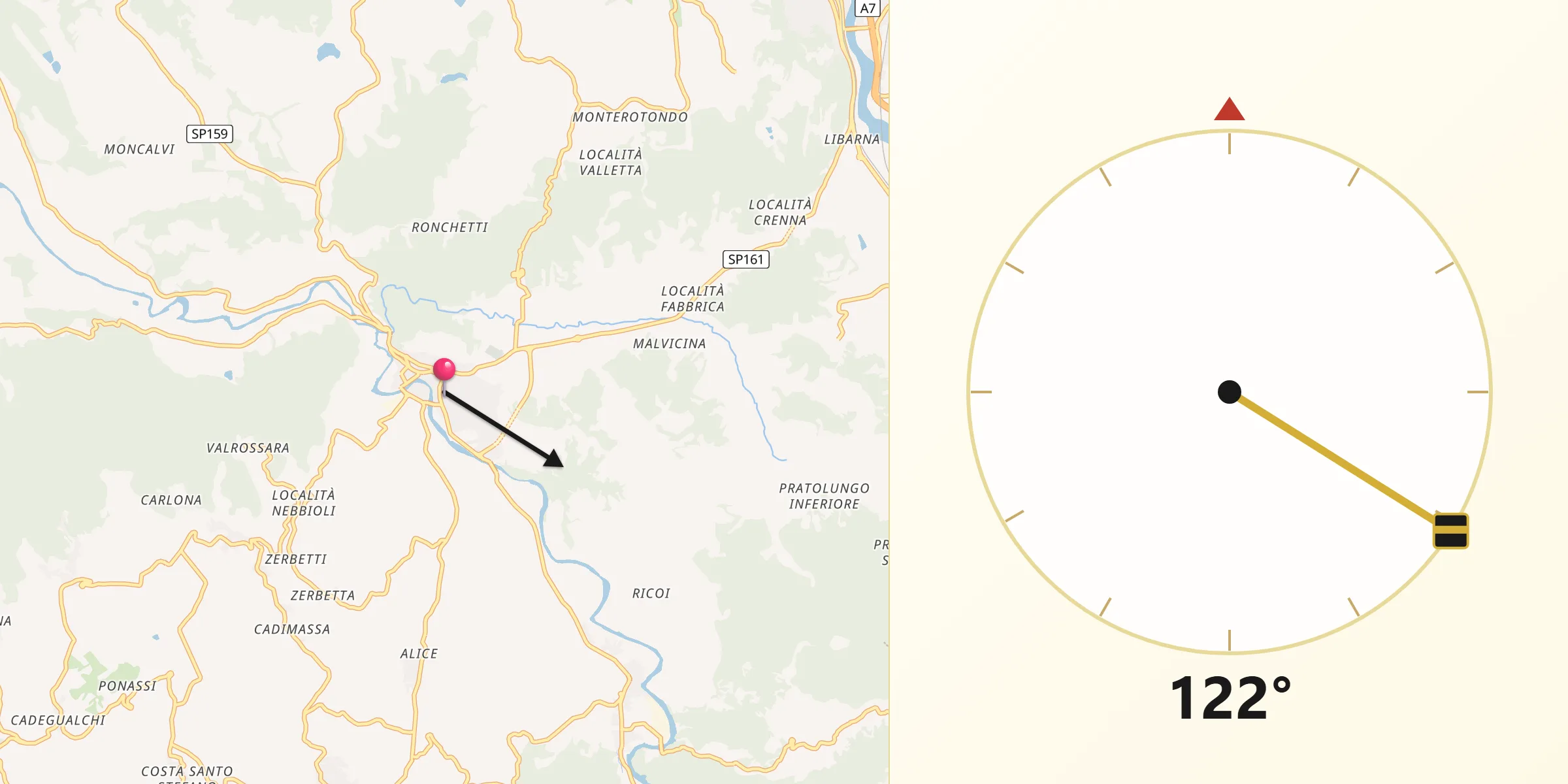 Direzione della Qibla da Gavi
