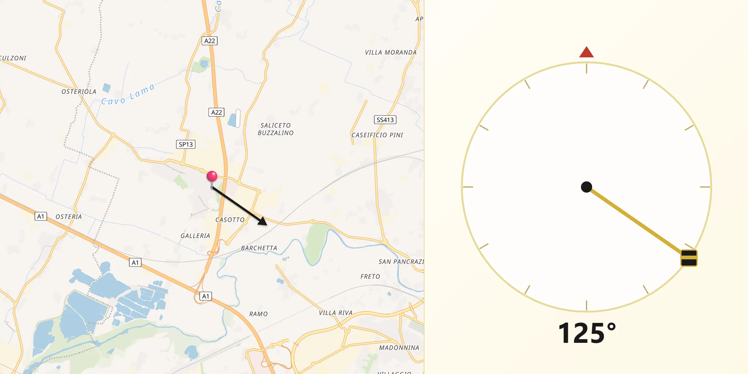 Direzione della Qibla da Campogalliano