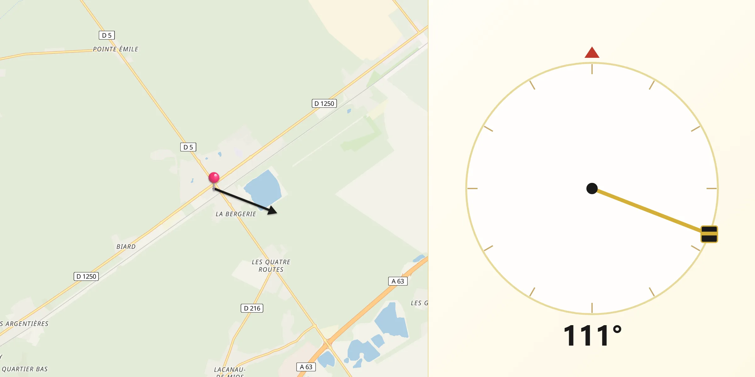 Direction vers la Qibla depuis Marcheprime