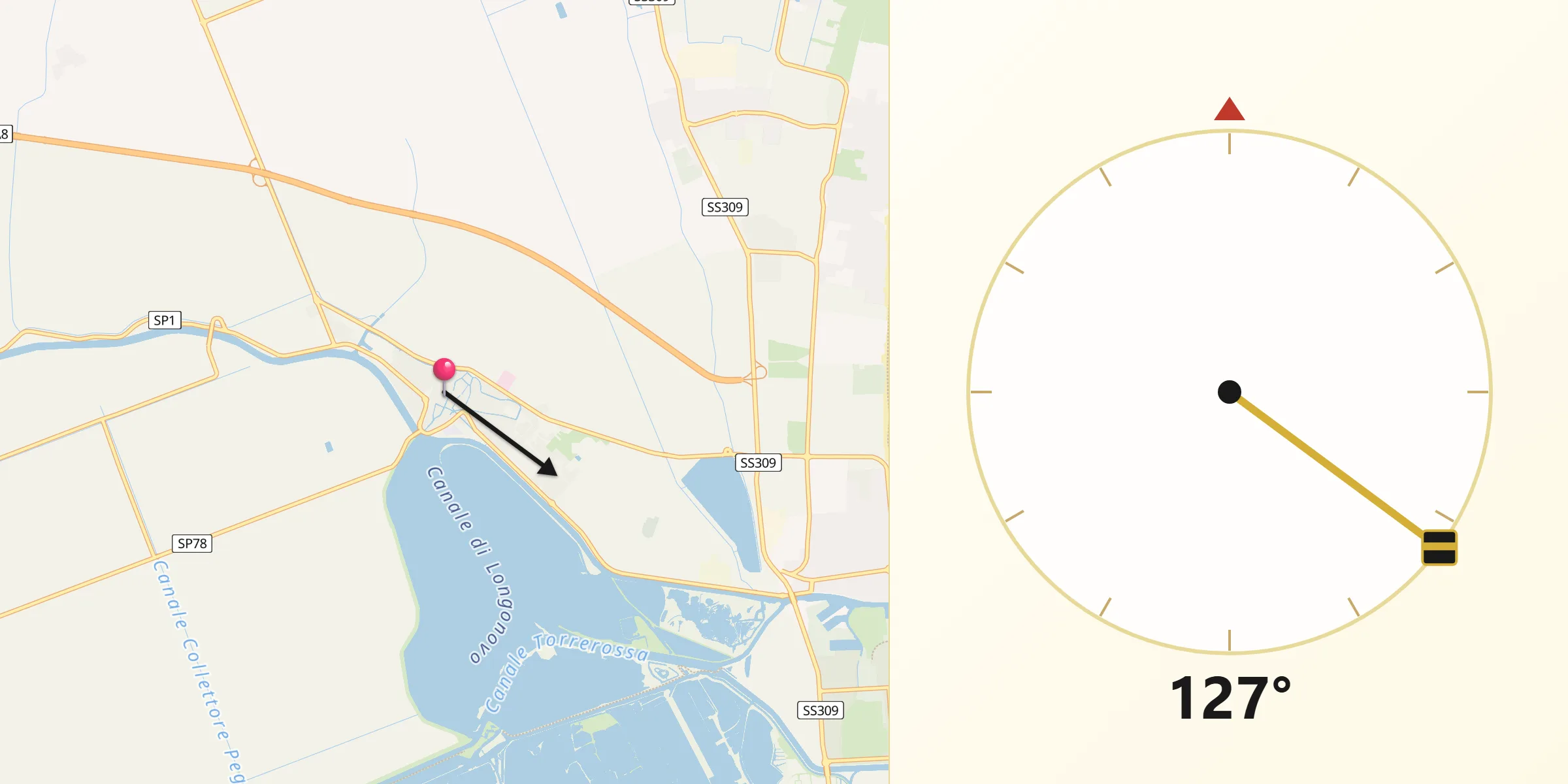 Direzione della Qibla da Comacchio