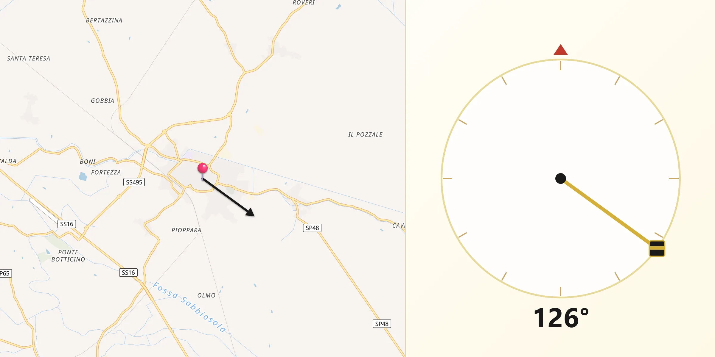 Direzione della Qibla da Portomaggiore