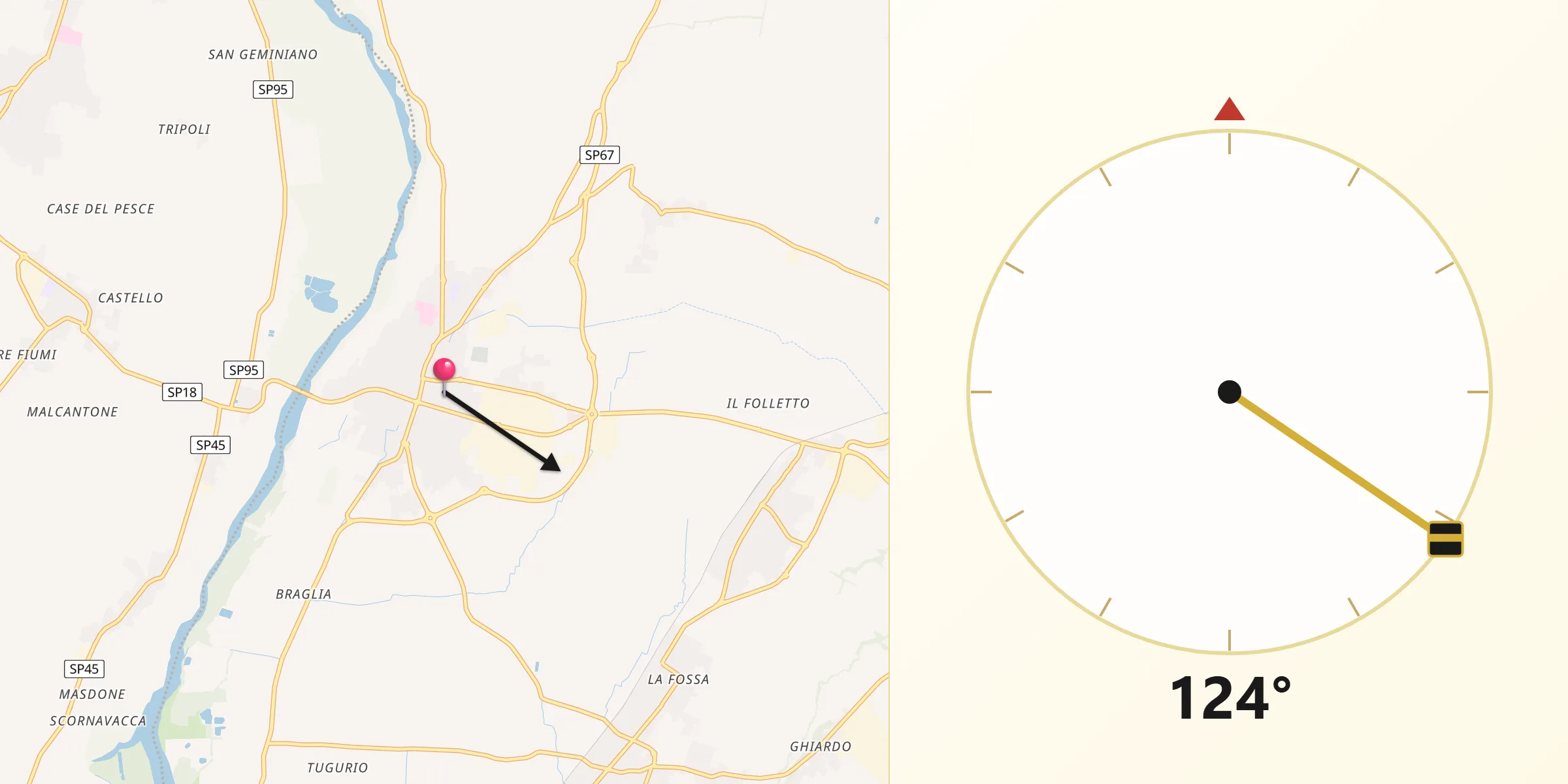 Direzione della Qibla da Montecchio Emilia