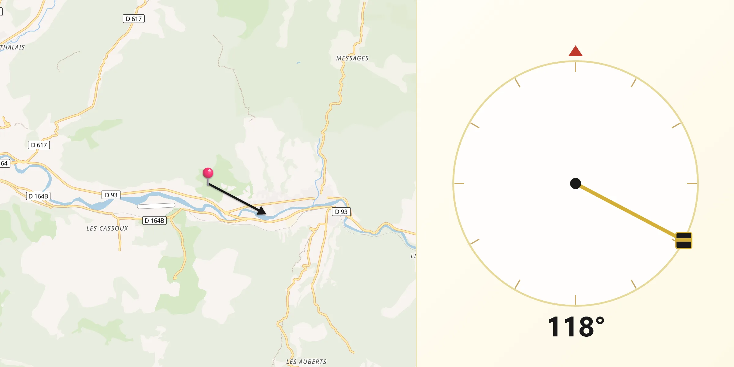 Direction vers la Qibla depuis Département de la Drôme