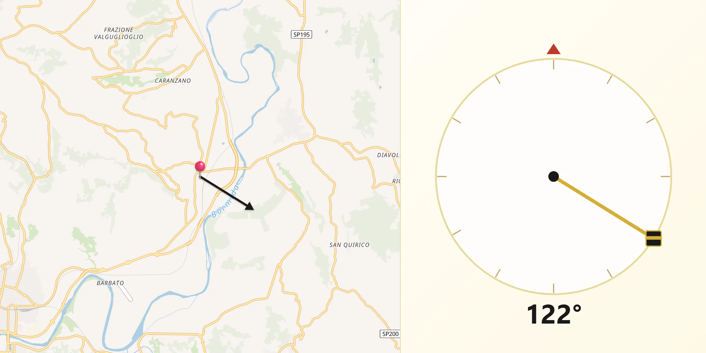 Direzione della Qibla da Strevi