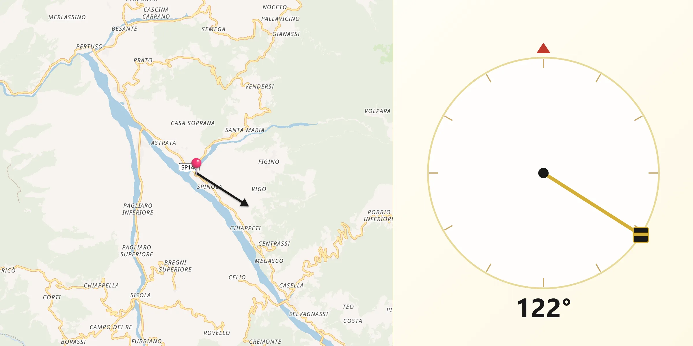 Direzione della Qibla da Albera Ligure