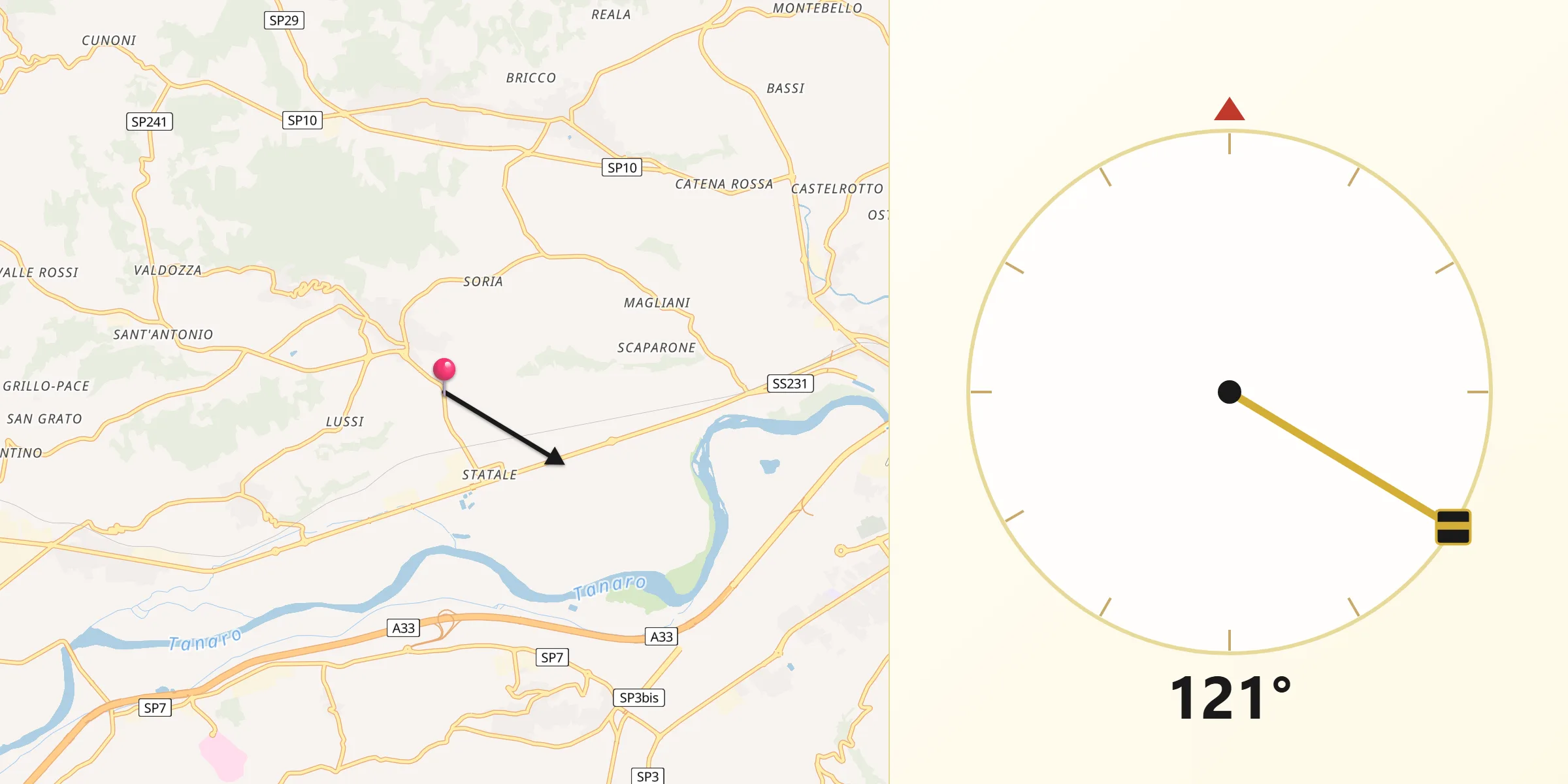 Direzione della Qibla da Borgo