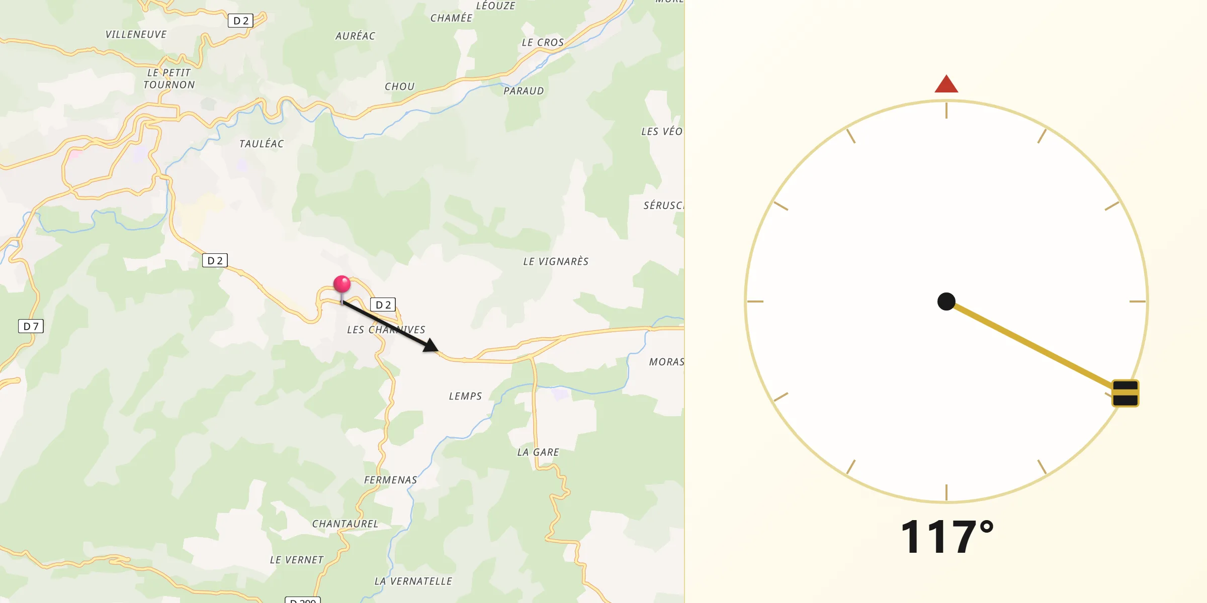 Direction vers la Qibla depuis Alissas