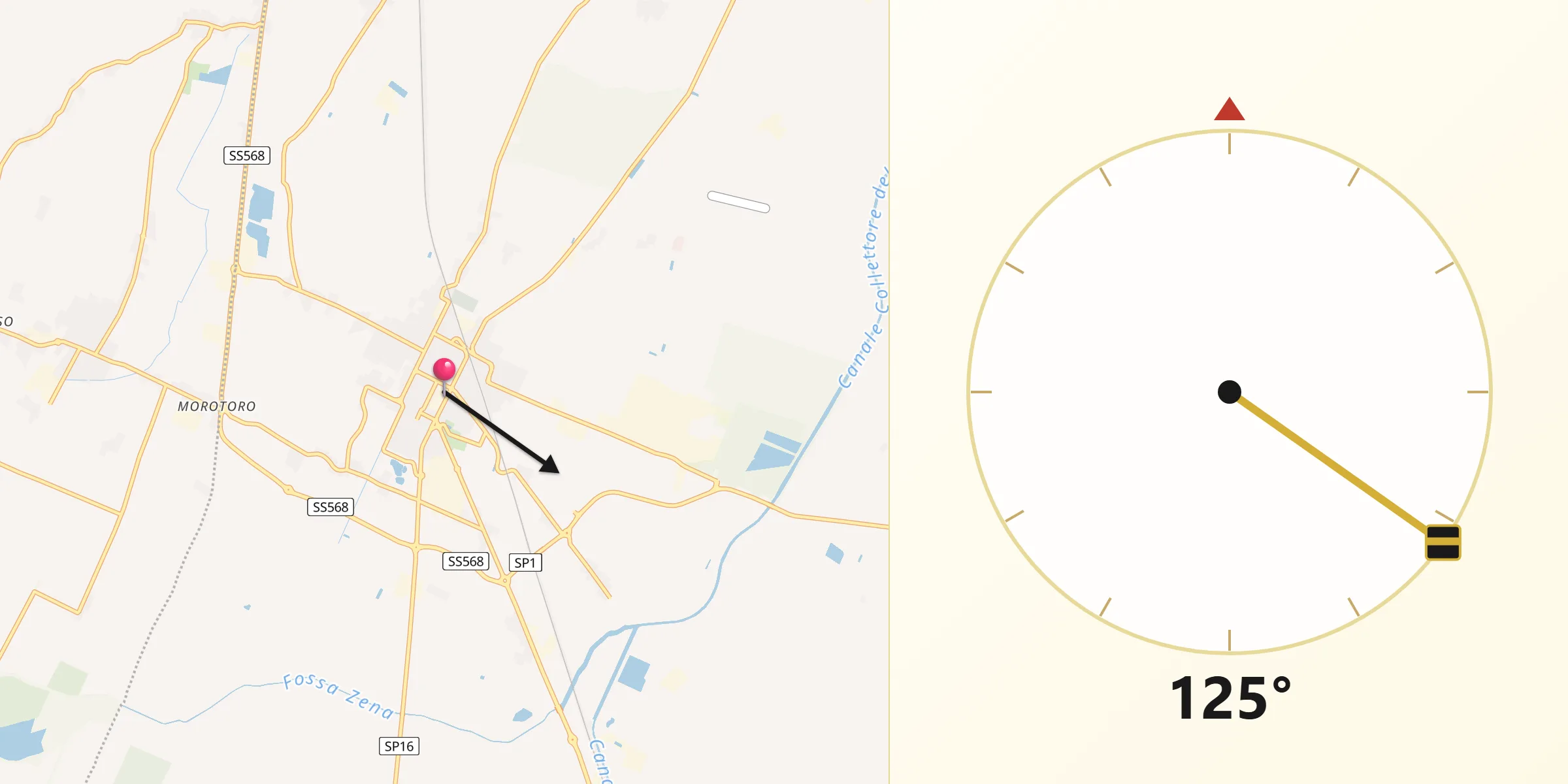 Direzione della Qibla da Crevalcore