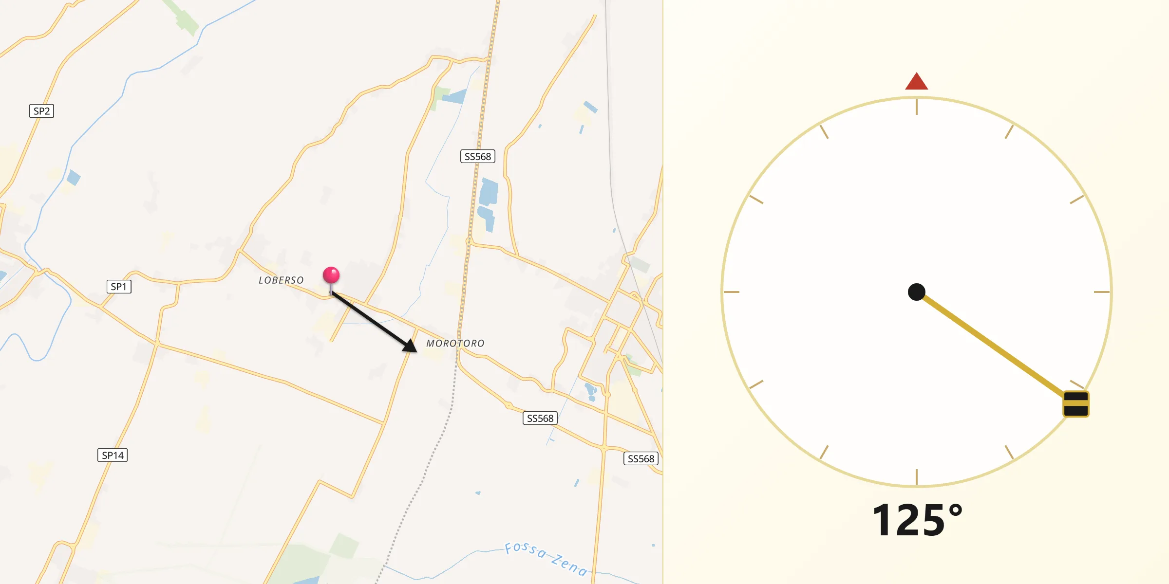 Direzione della Qibla da Ravarino