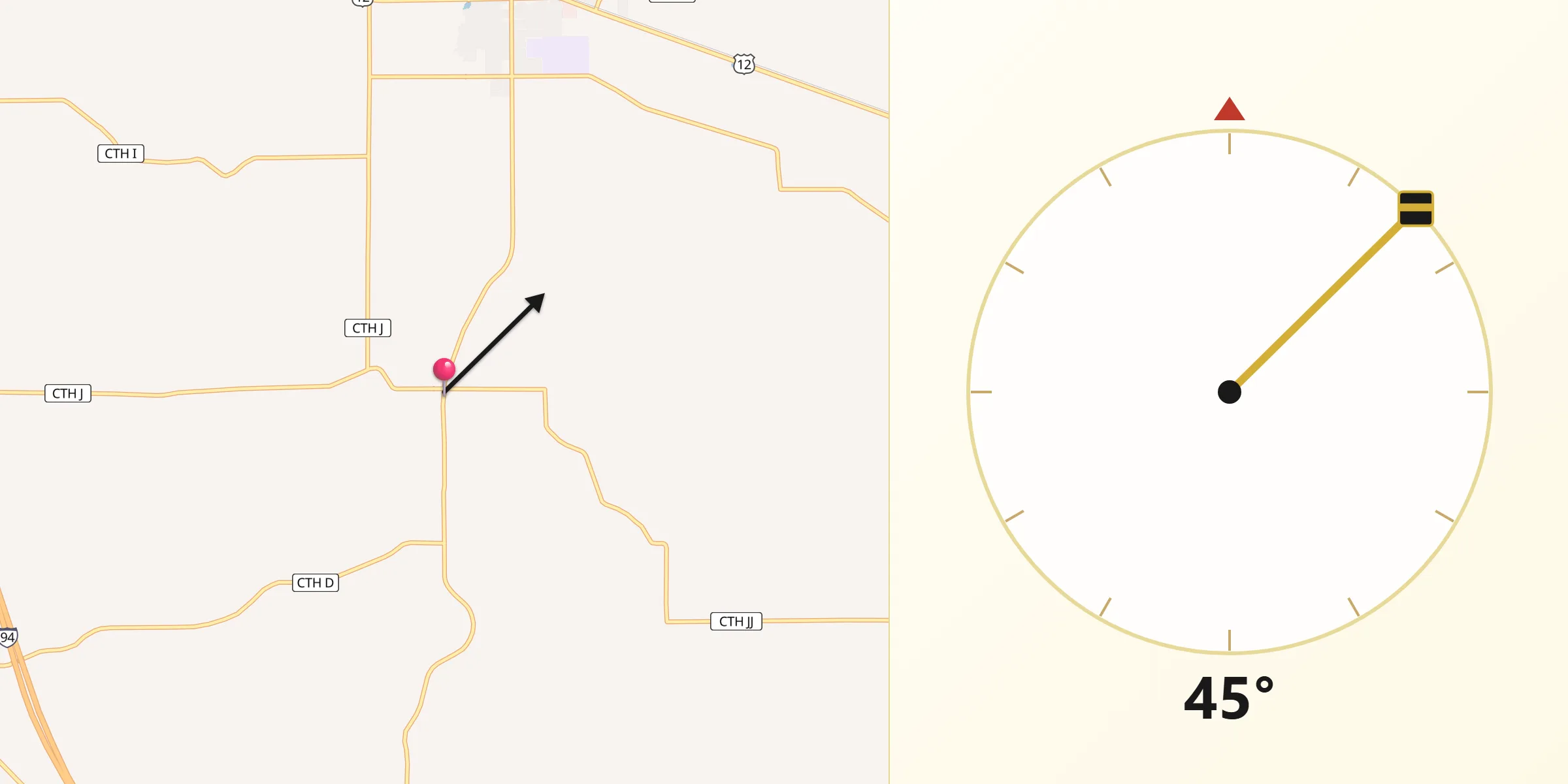 Qibla Direction from Eau Claire County