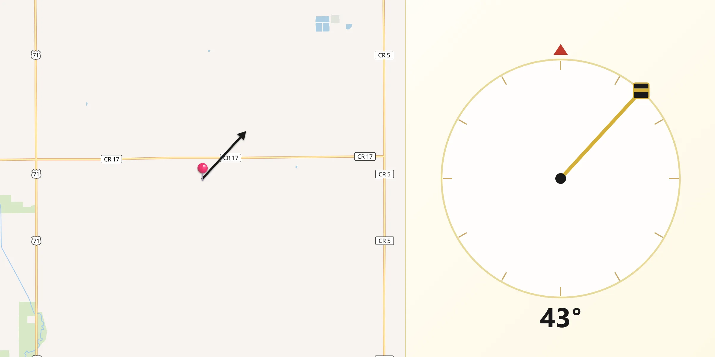 Qibla Direction from Renville County