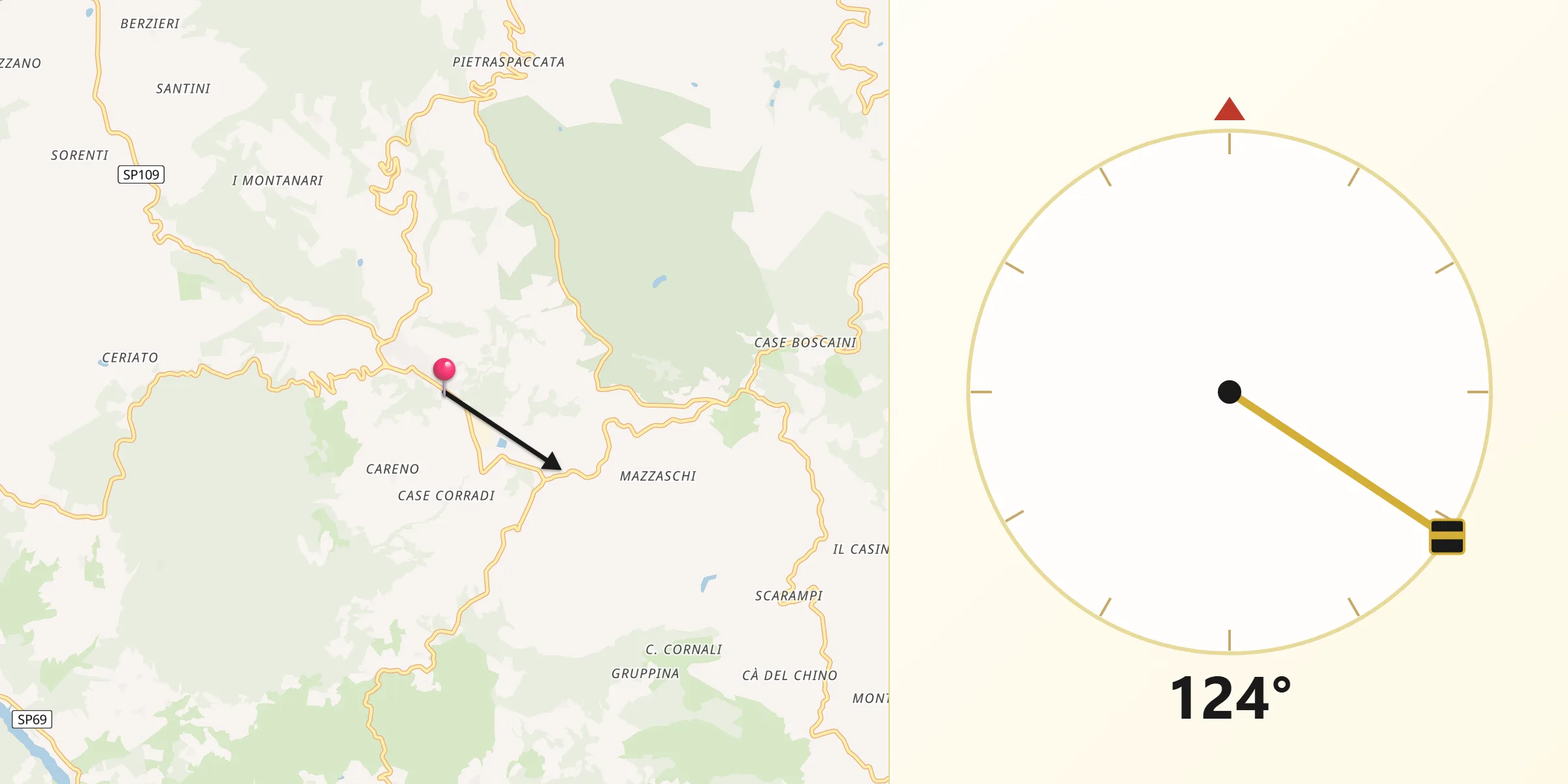Direzione della Qibla da Pellegrino Parmense