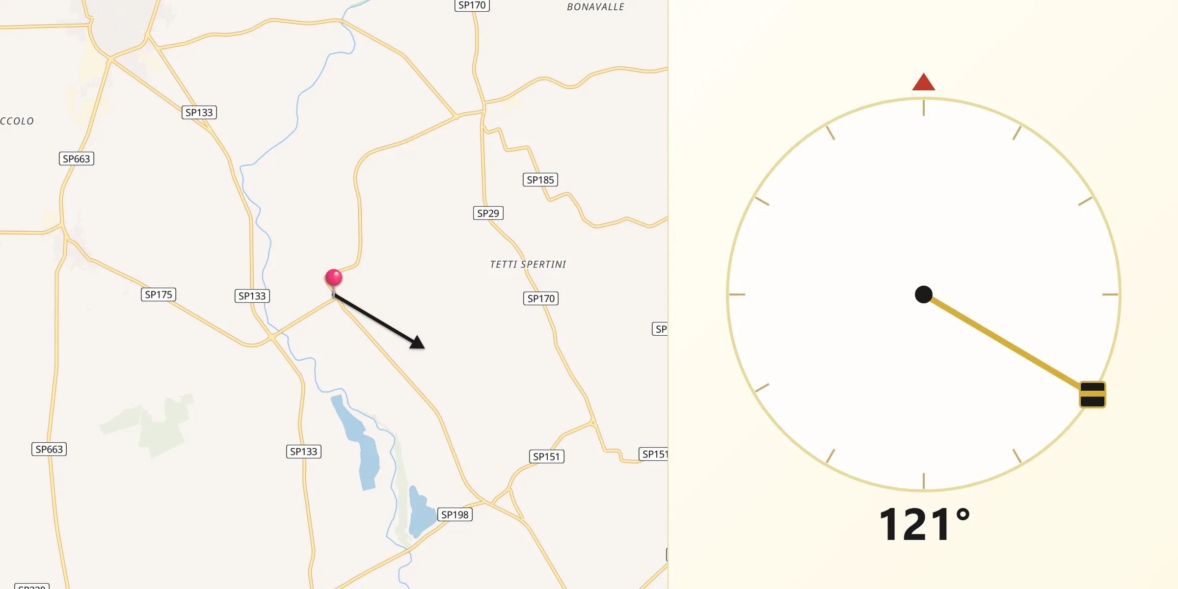 Direzione della Qibla da Villanova Solaro