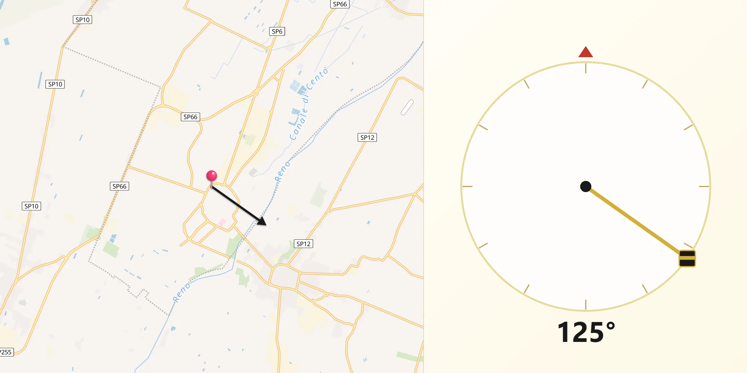 Direzione della Qibla da Cento