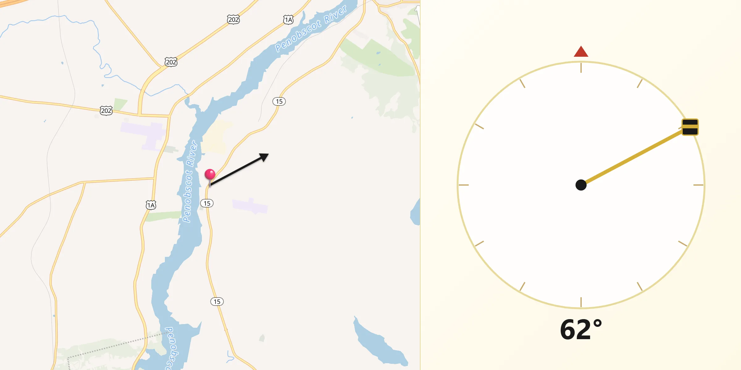 Qibla Direction from Orrington
