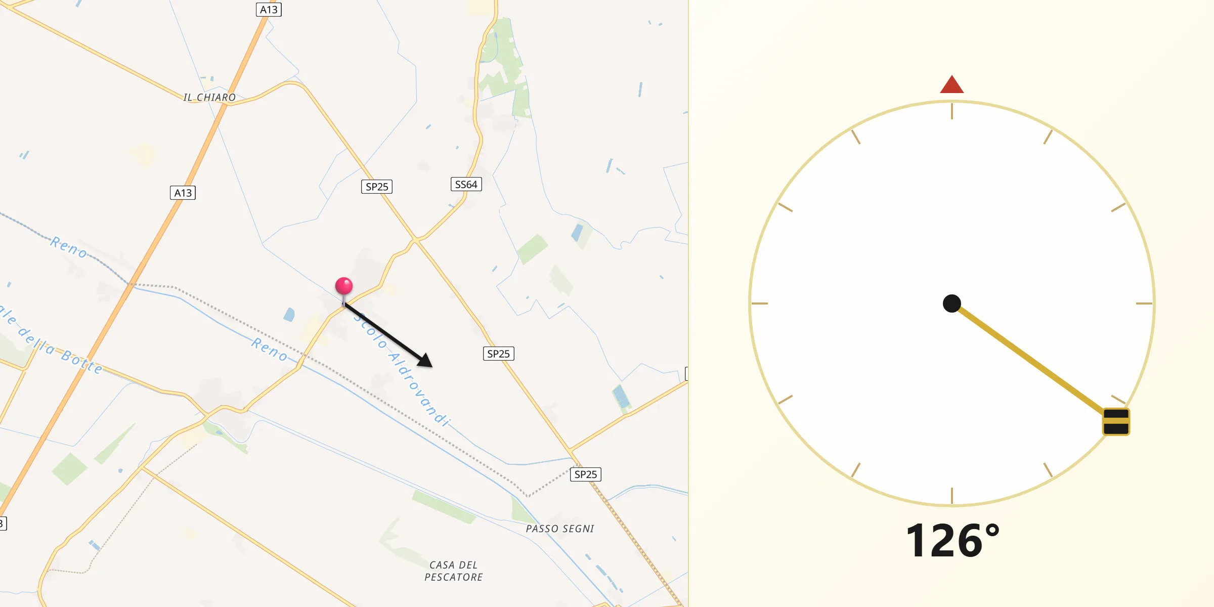 Direzione della Qibla da Gallo