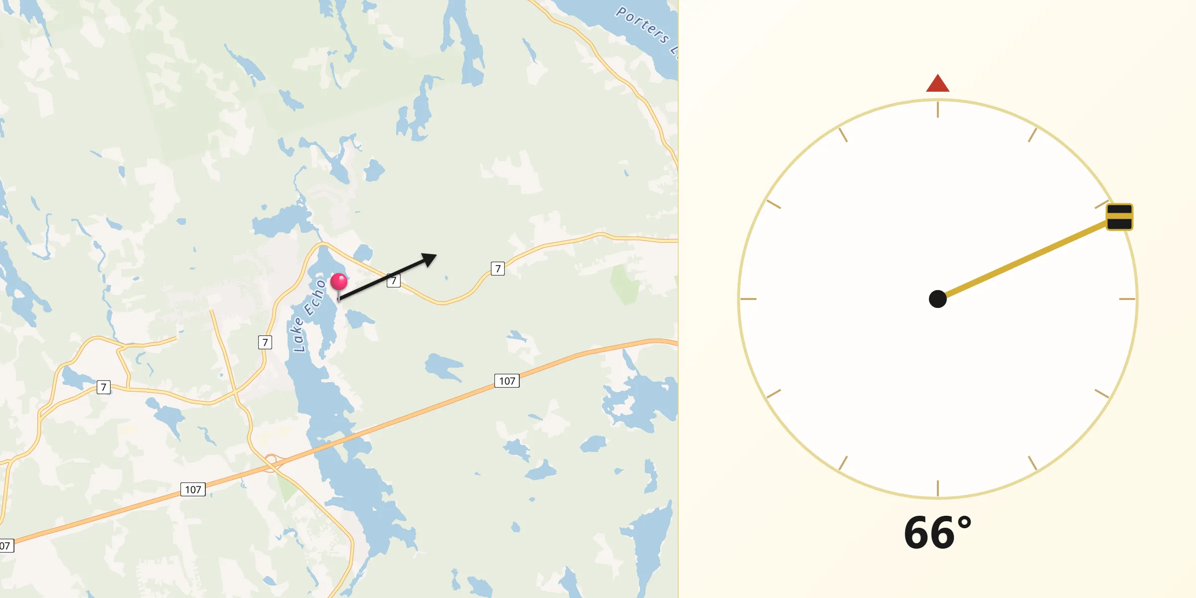 Qibla Direction from Lake Echo