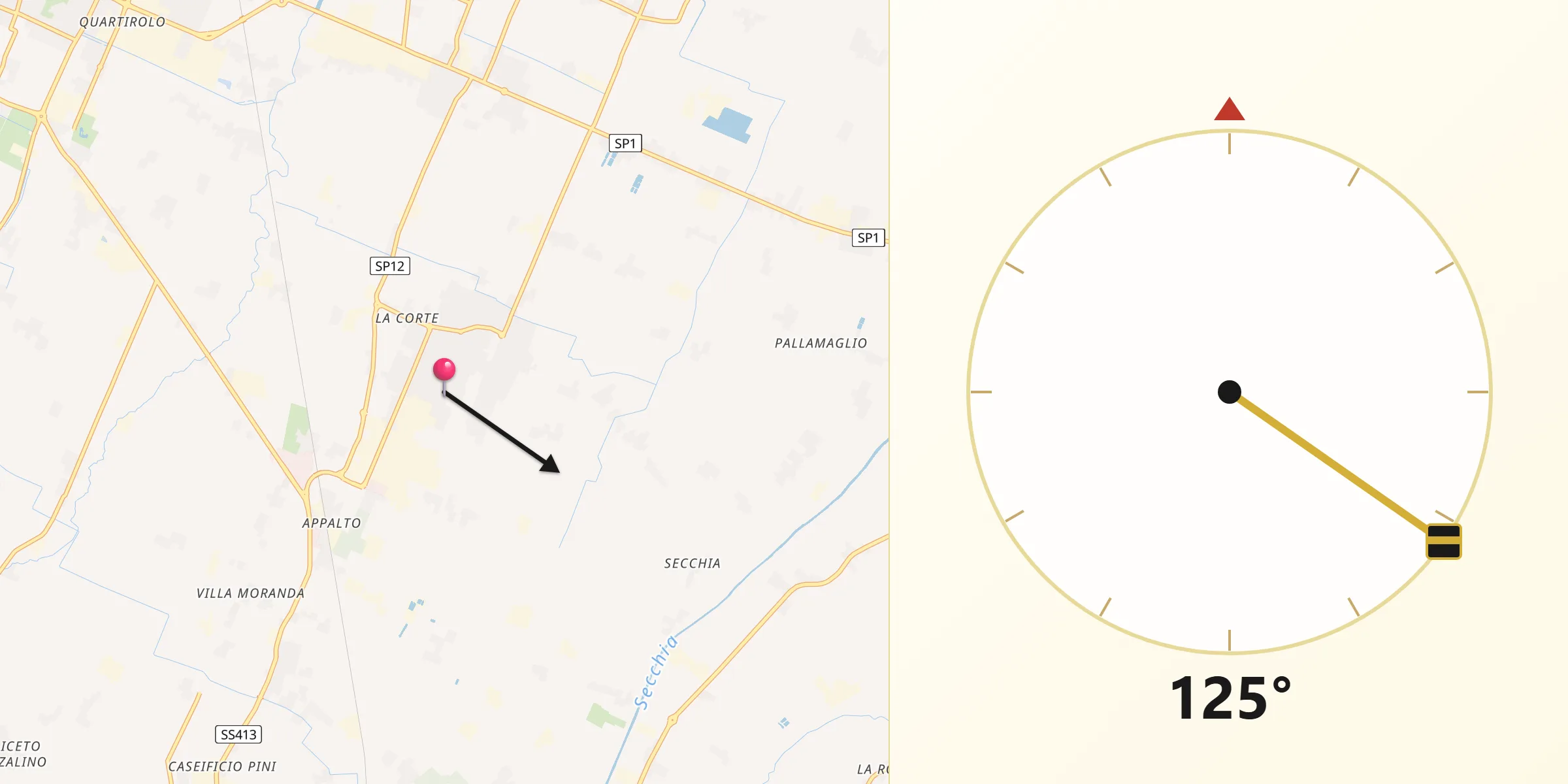 Direzione della Qibla da Soliera