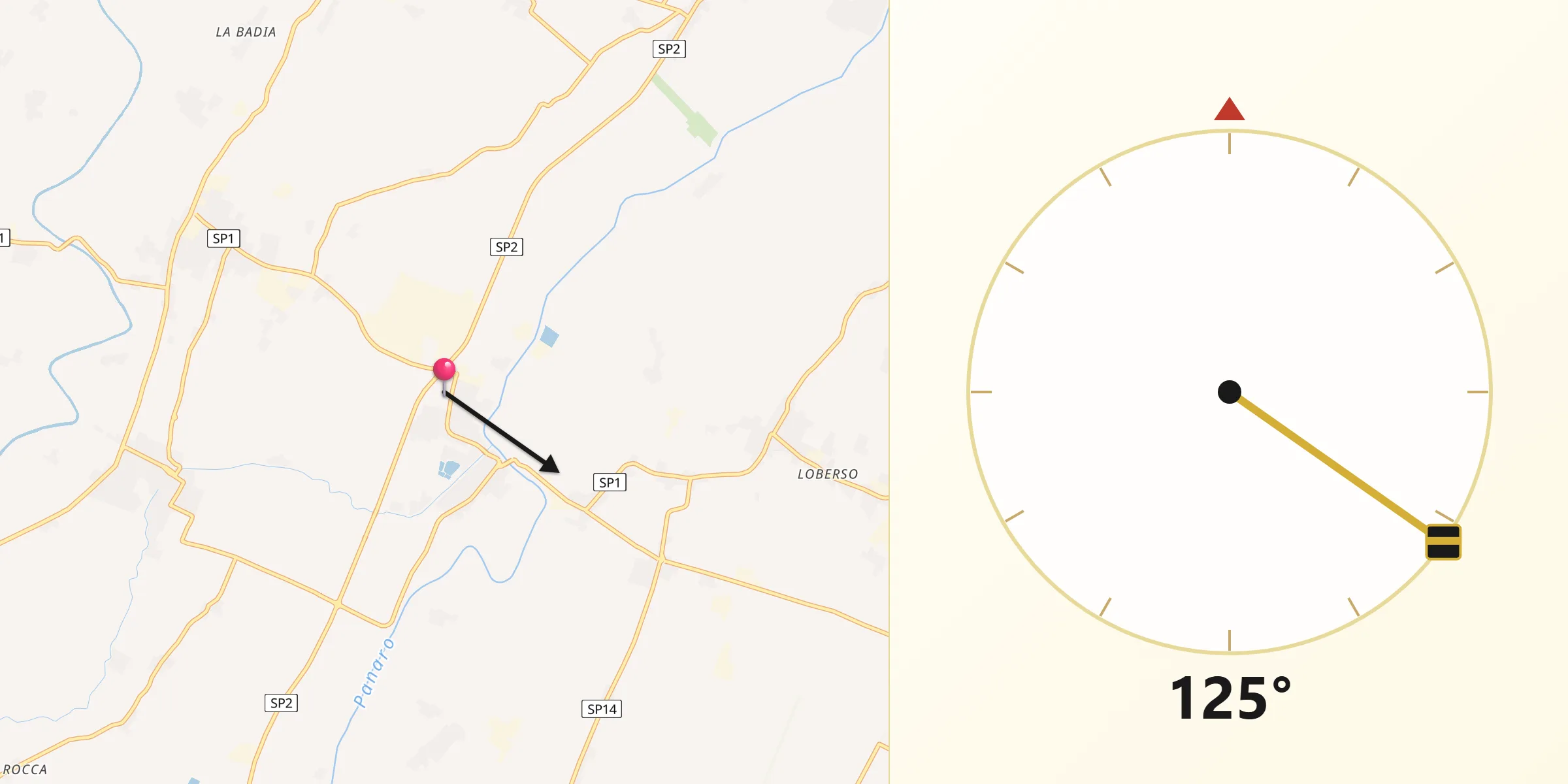 Direzione della Qibla da Bomporto