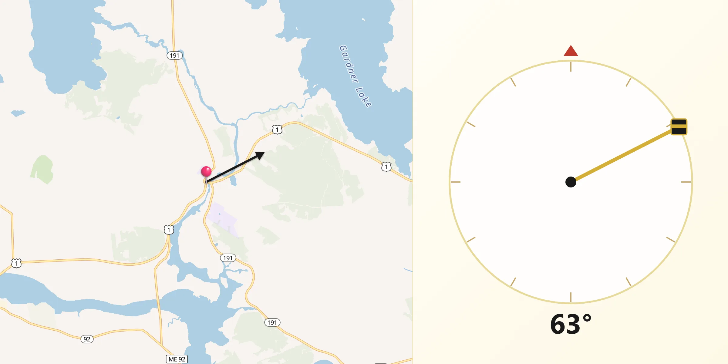 Qibla Direction from East Machias